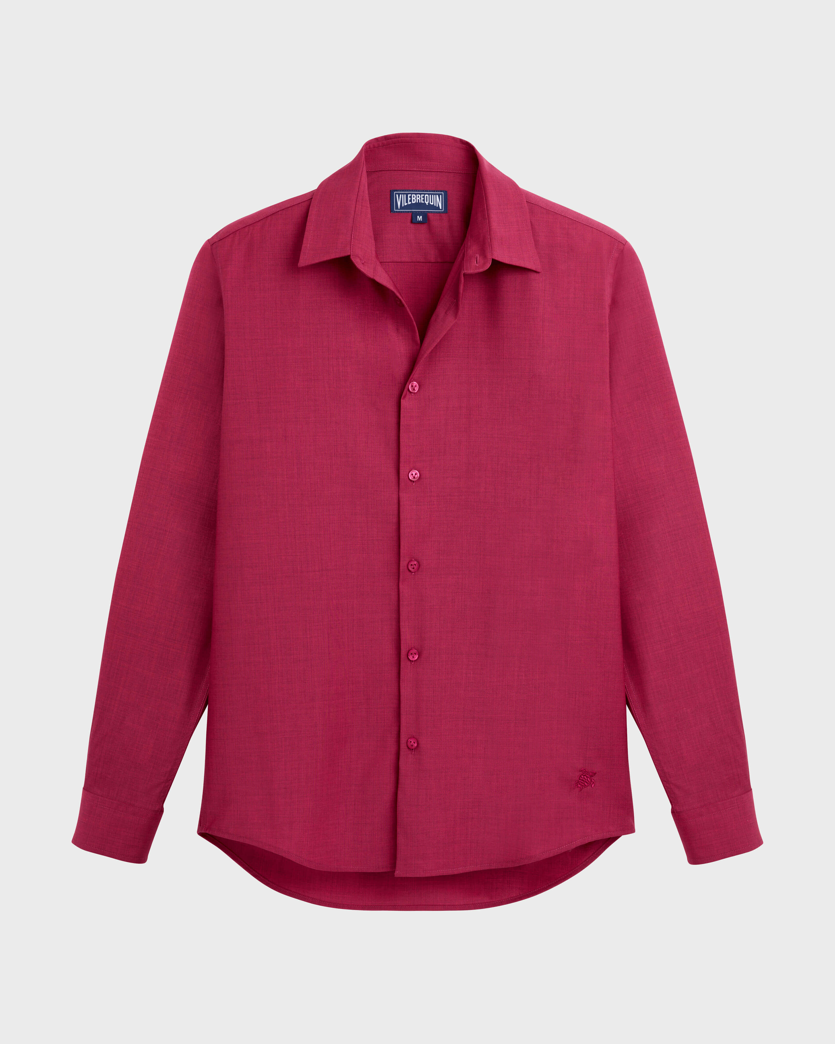 Men Wool Shirt Solid CRIMSON PURPLE front view