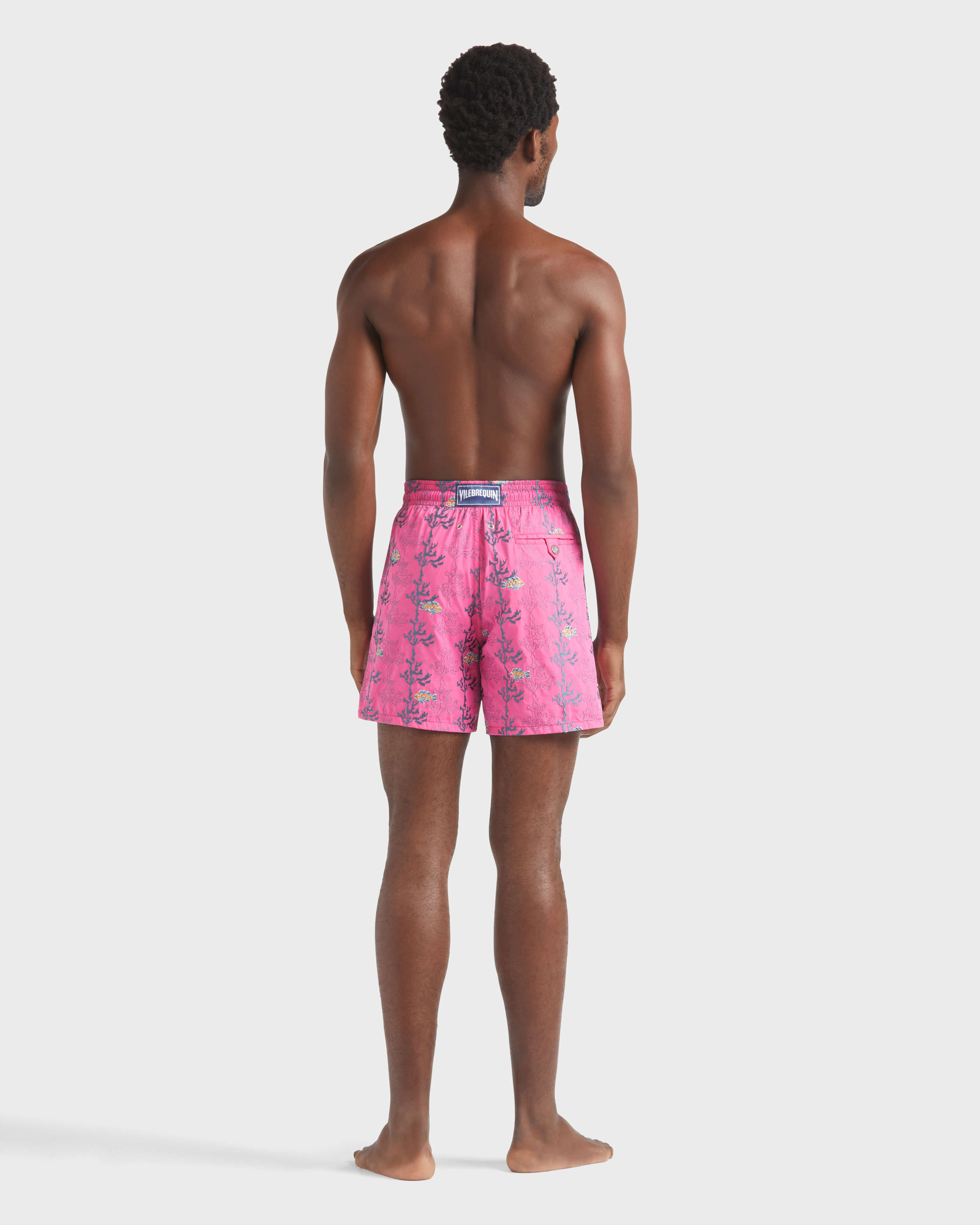 Pantaloncini mare uomo ricamati Seaweed BOUGAINVILLEA backworn view