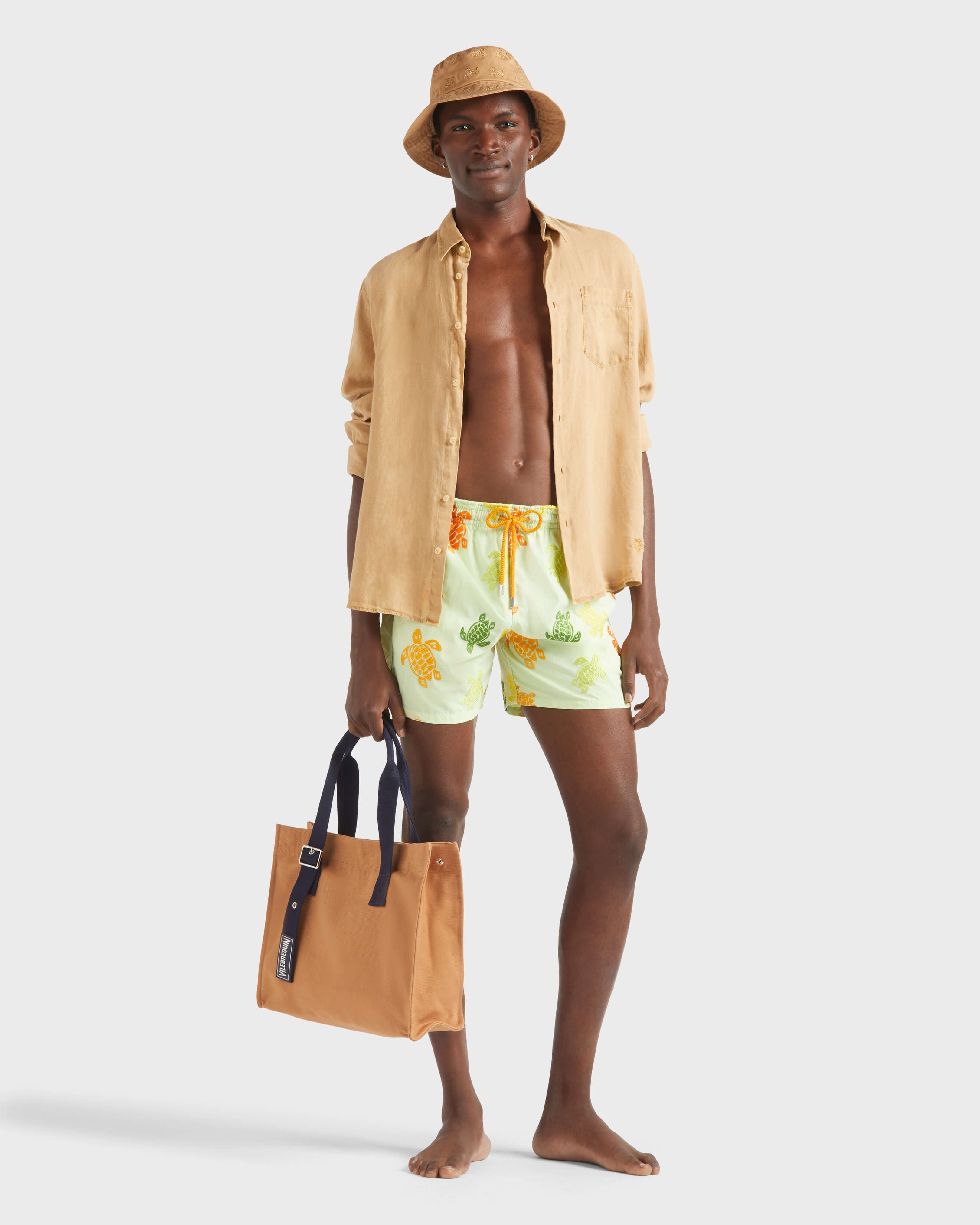 Men Swim Shorts Embroidered Tortue Multicolore - Limited Edition MACAROON supp1 view