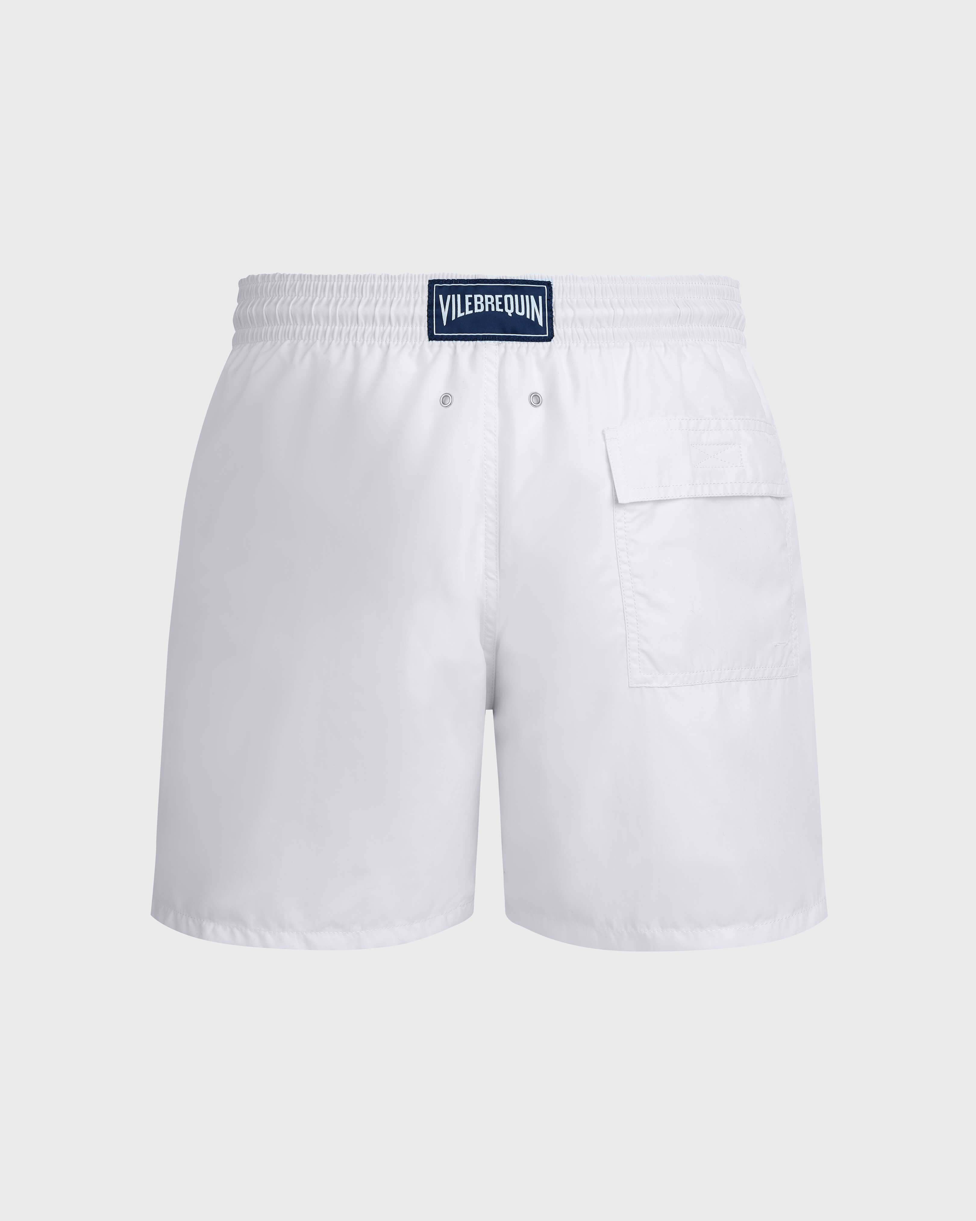 Men Swim Shorts Solid WHITE back view