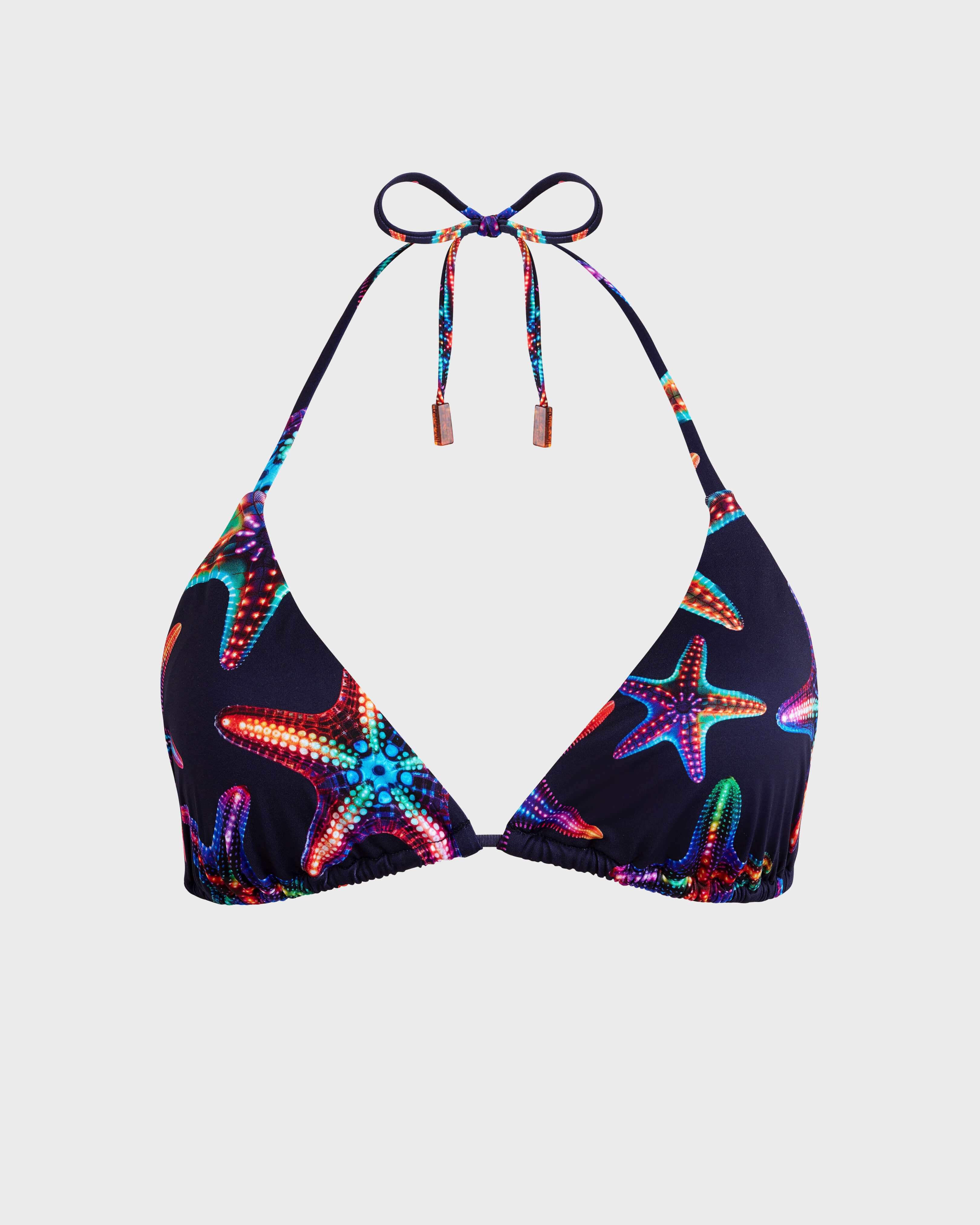 Women Triangle Bikini Top Disco Stars NAVY front view