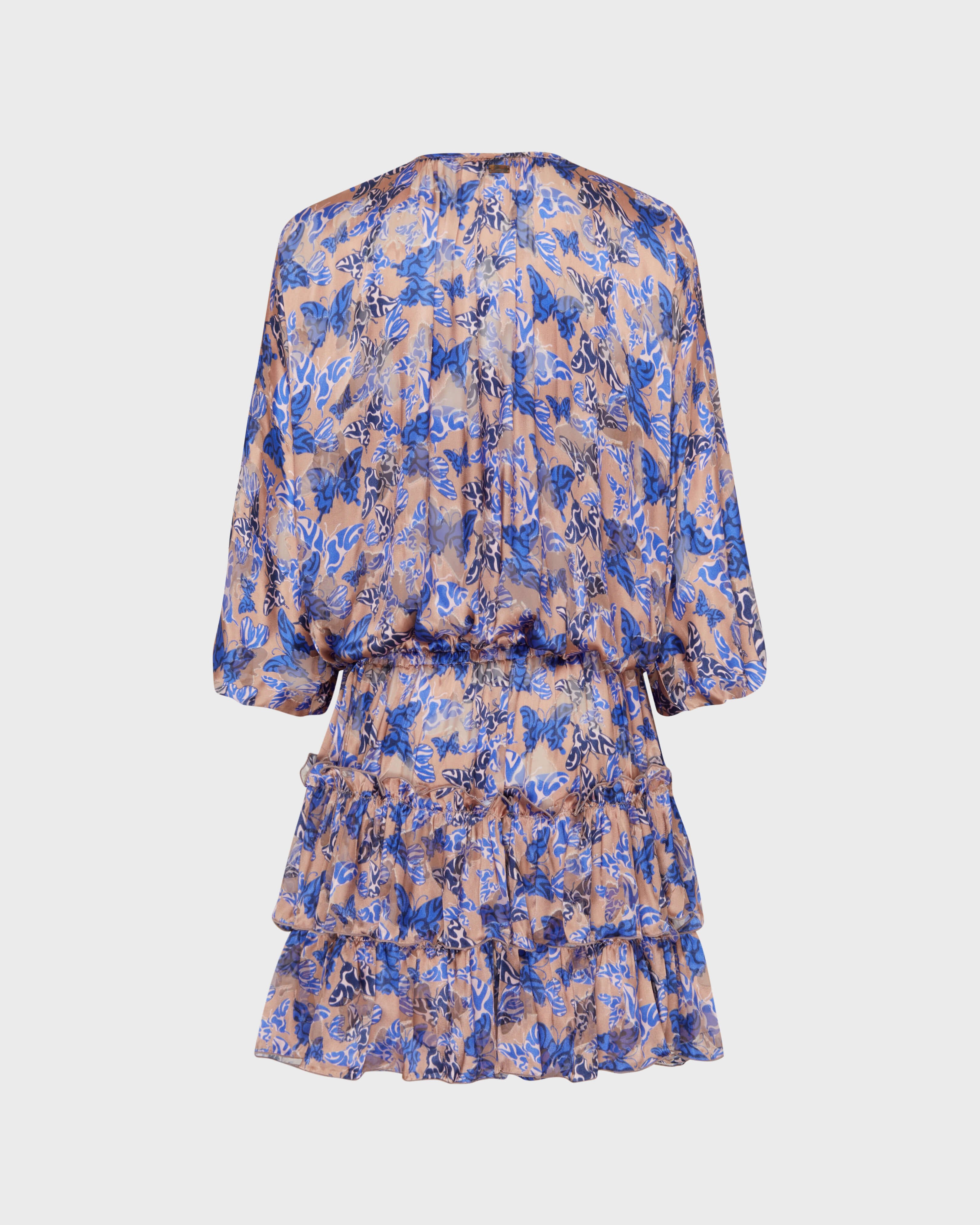 Women Viscose and Silk Dress Disco Butterfly BLUSH back view