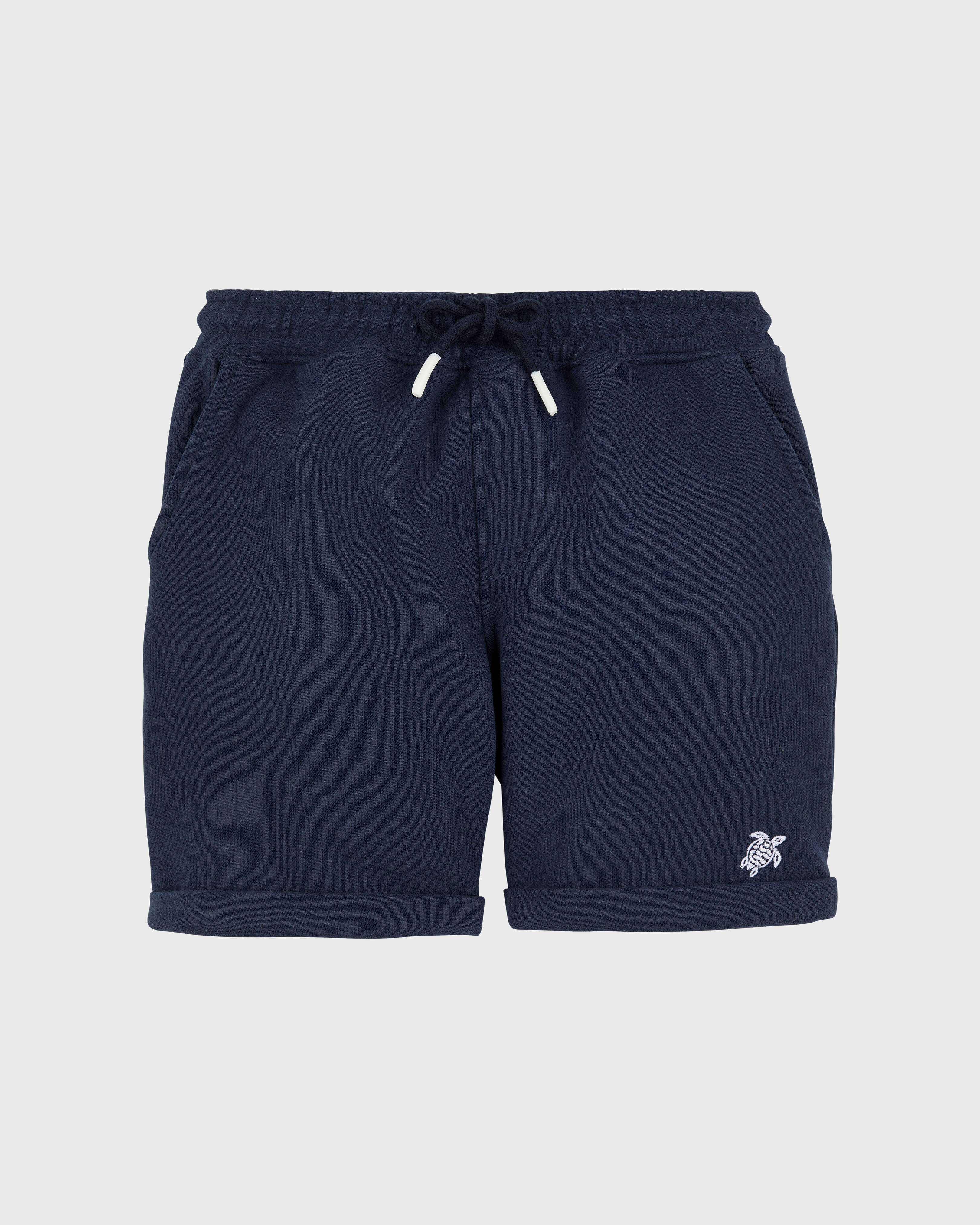 Boys Organic Cotton Bermuda Shorts Solid NAVY front view