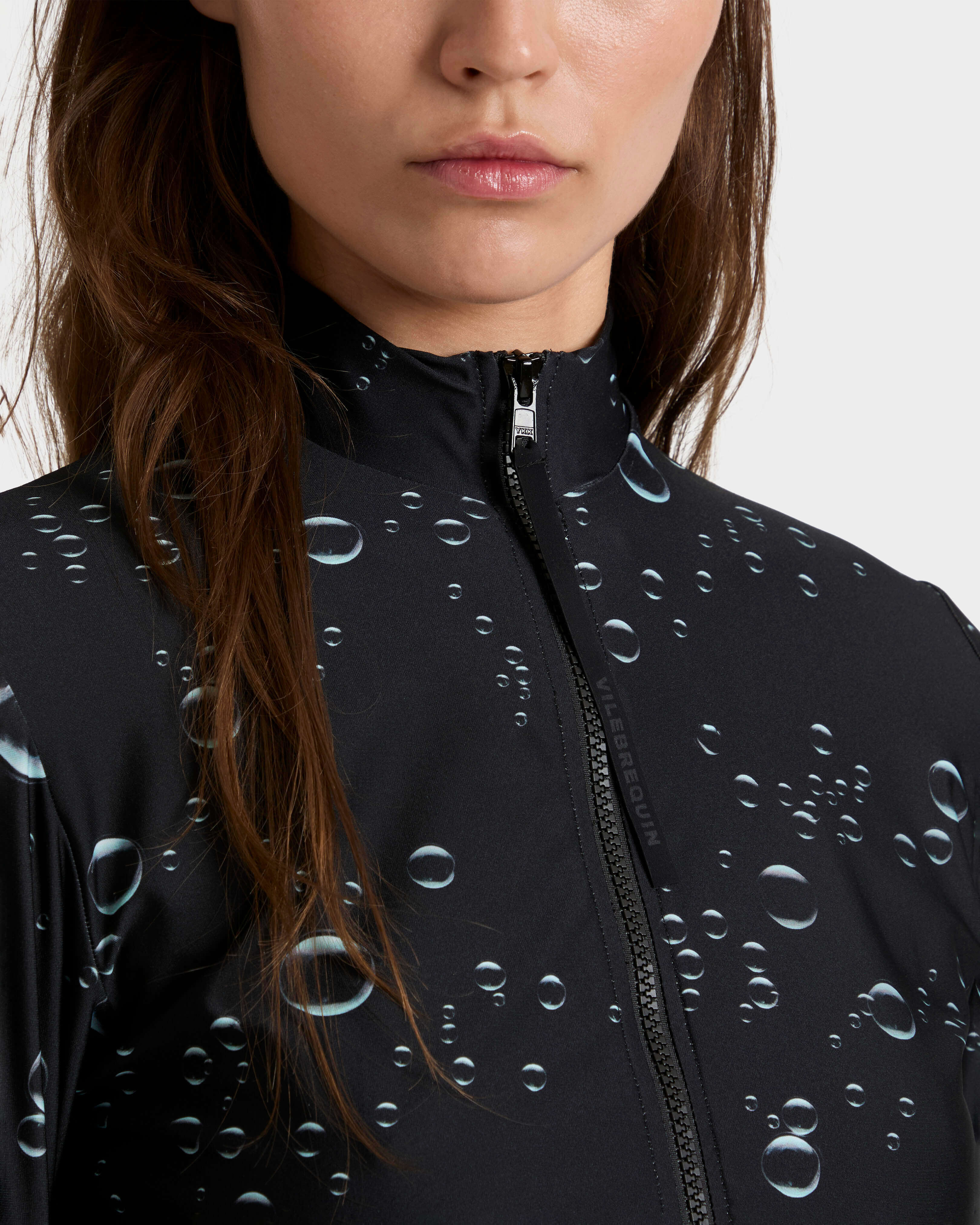 Rash guard corta donna con zip integrale Bubble 3D NERO supp1 view