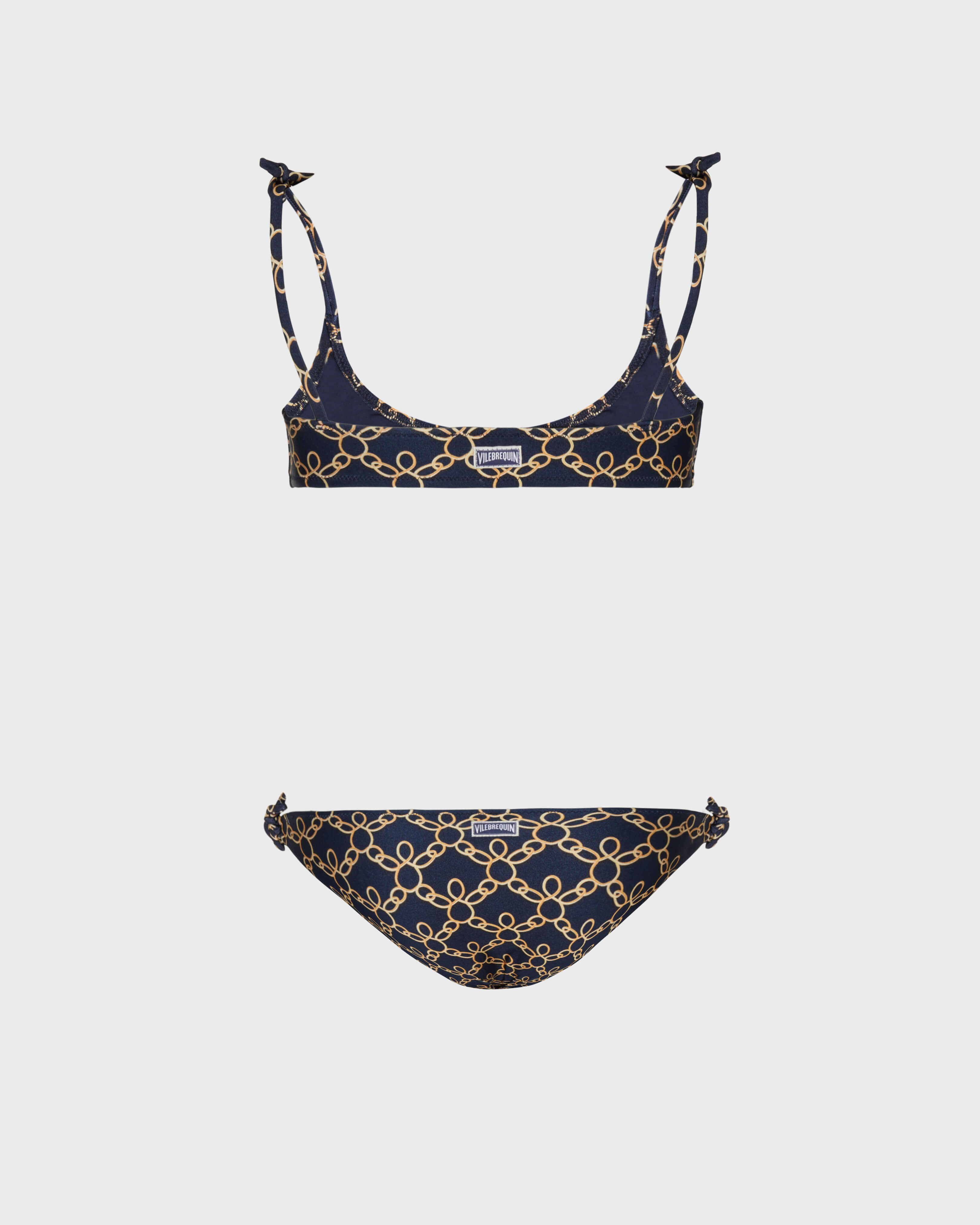 Girls Two pieces swimsuit Turtles Chain NAVY back view