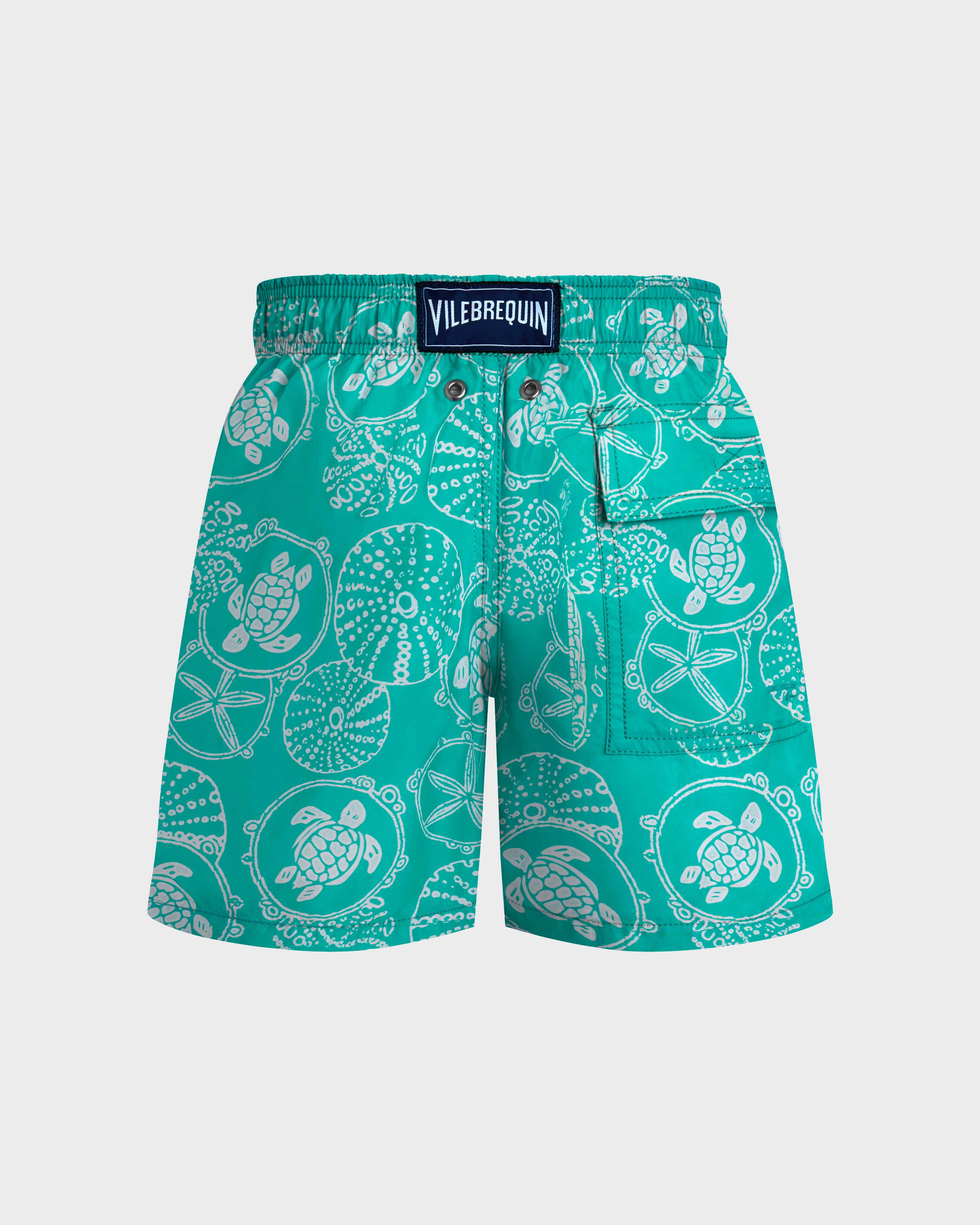 Boys Swim Shorts Oursins Bicolores DISCO GREEN back view