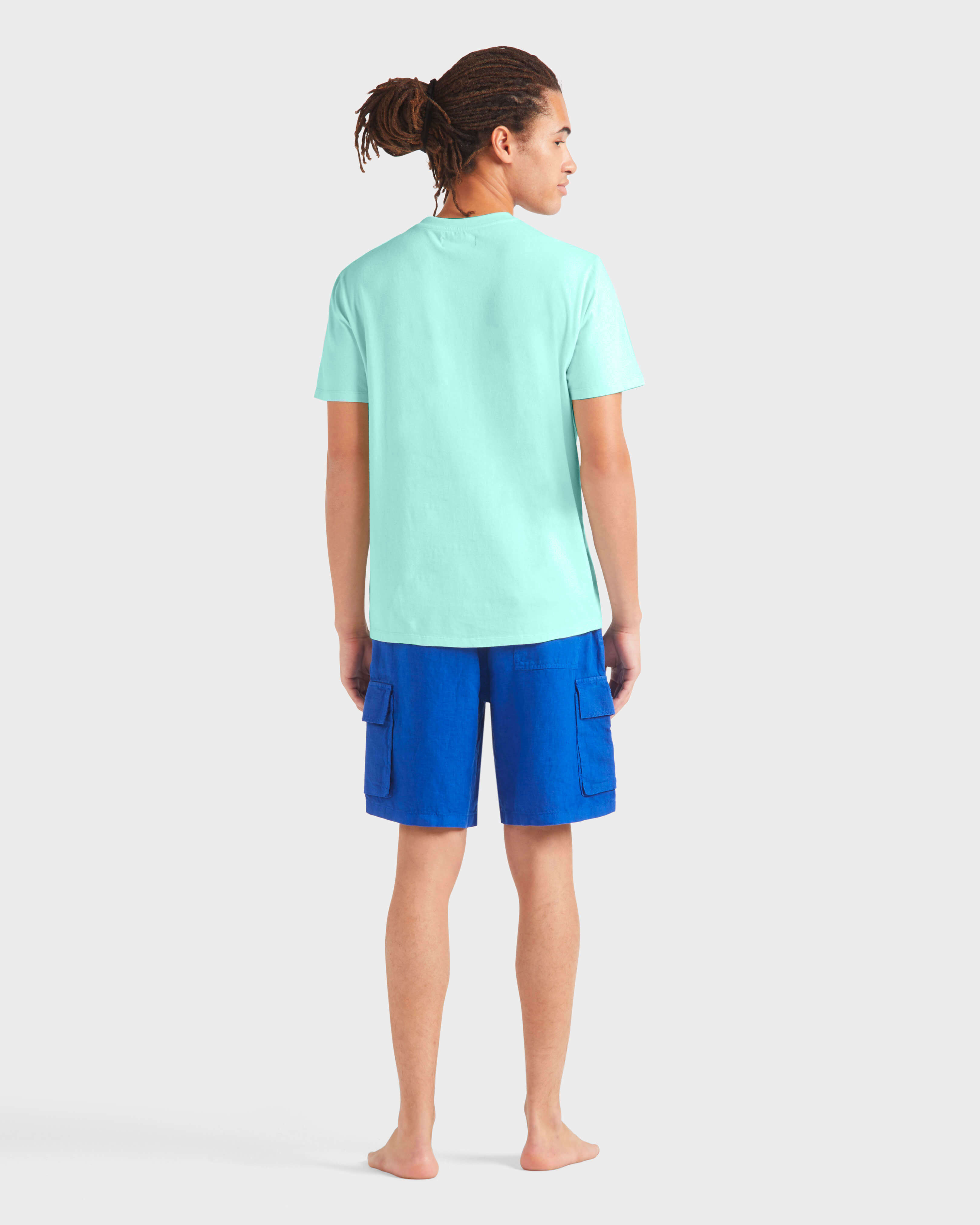 Men Organic Cotton T-shirt Big Turtle Embroidery CARIBBEAN backworn view