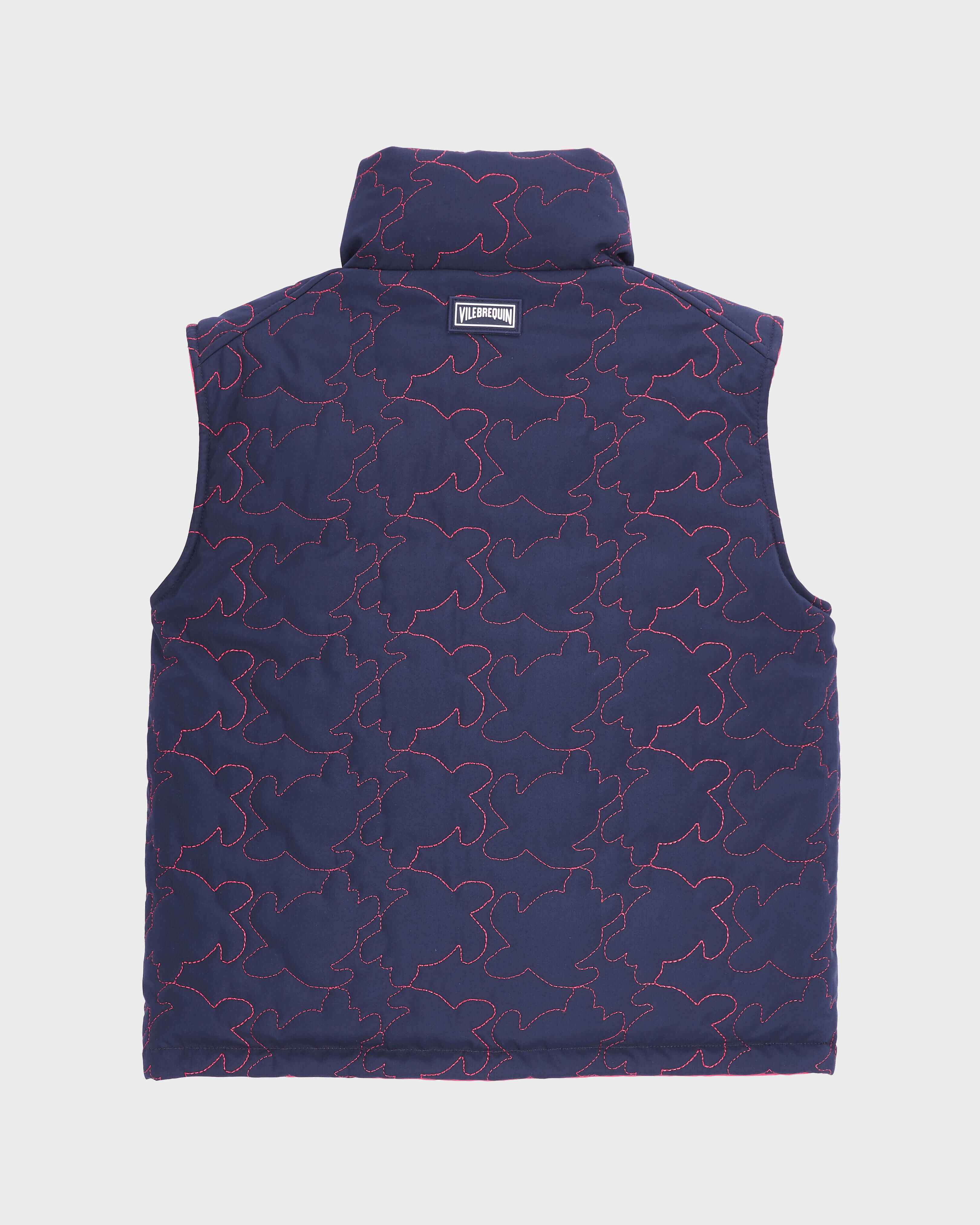 Boys Quilted Reversible Jacket Turtles TOMATO back view