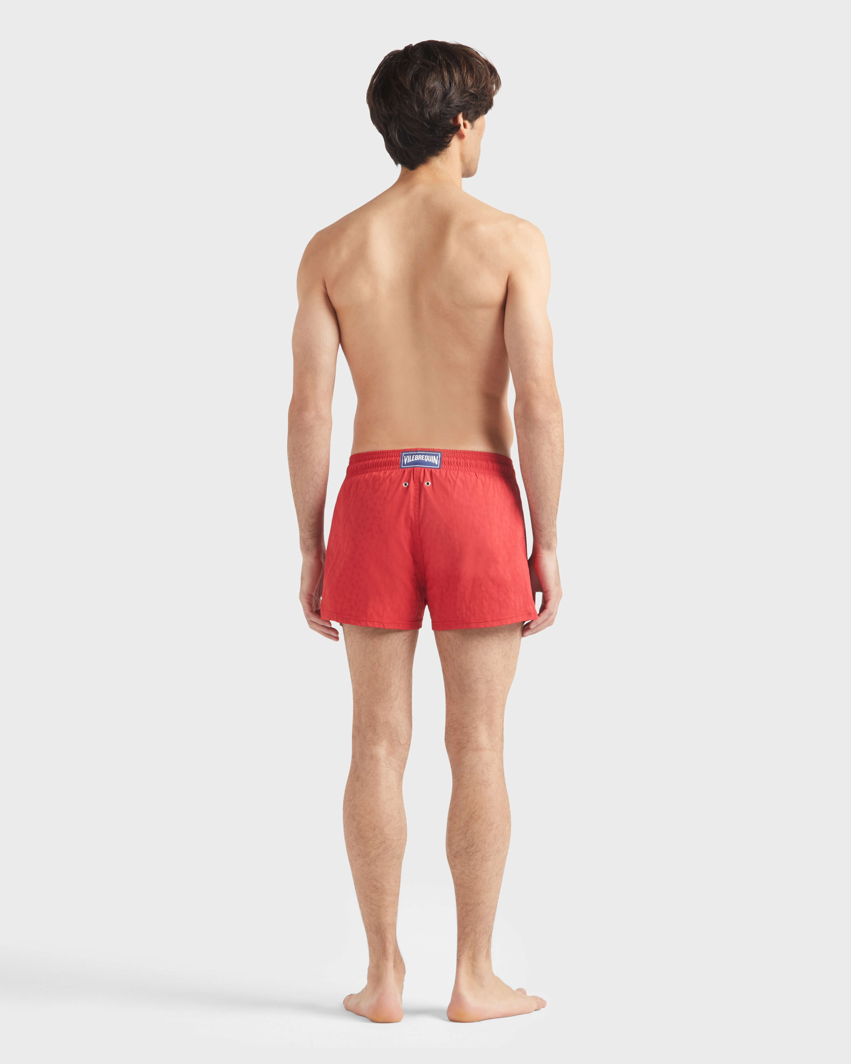 Men Short Swim Trunks Jacquard Turtles LIPSTICK backworn view