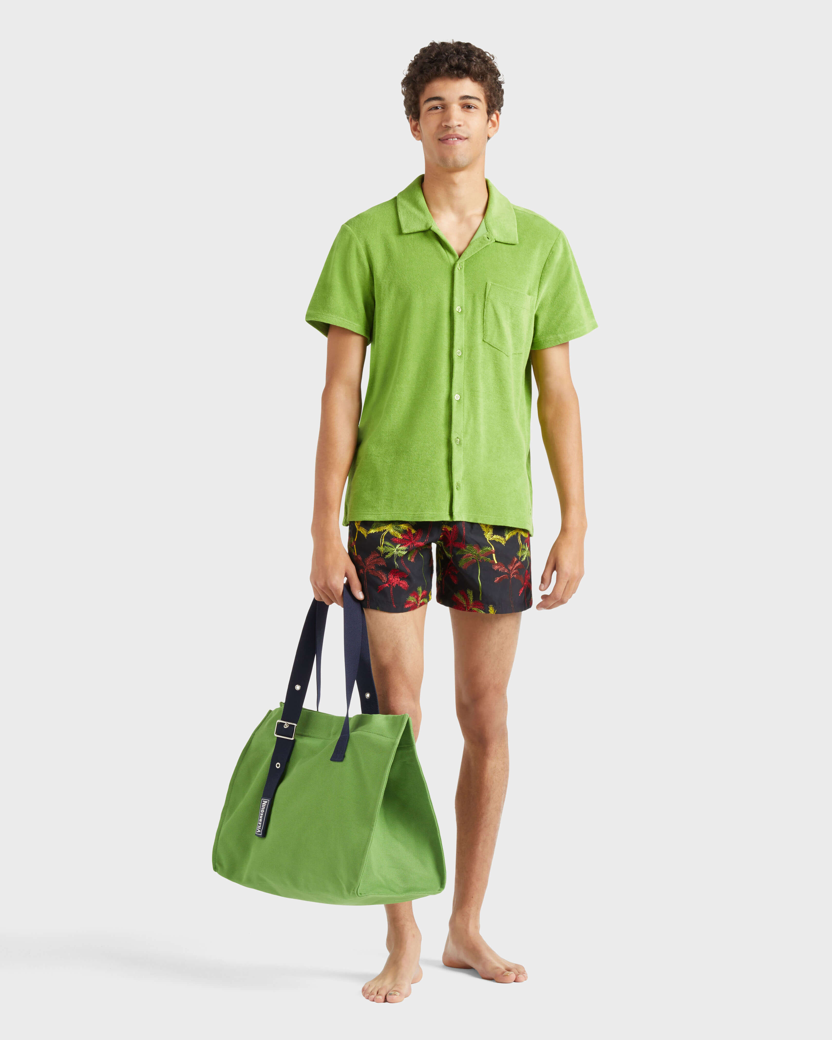 Men Swim Shorts Embroidered Palm Offset - Limited Edition BLACK supp1 view