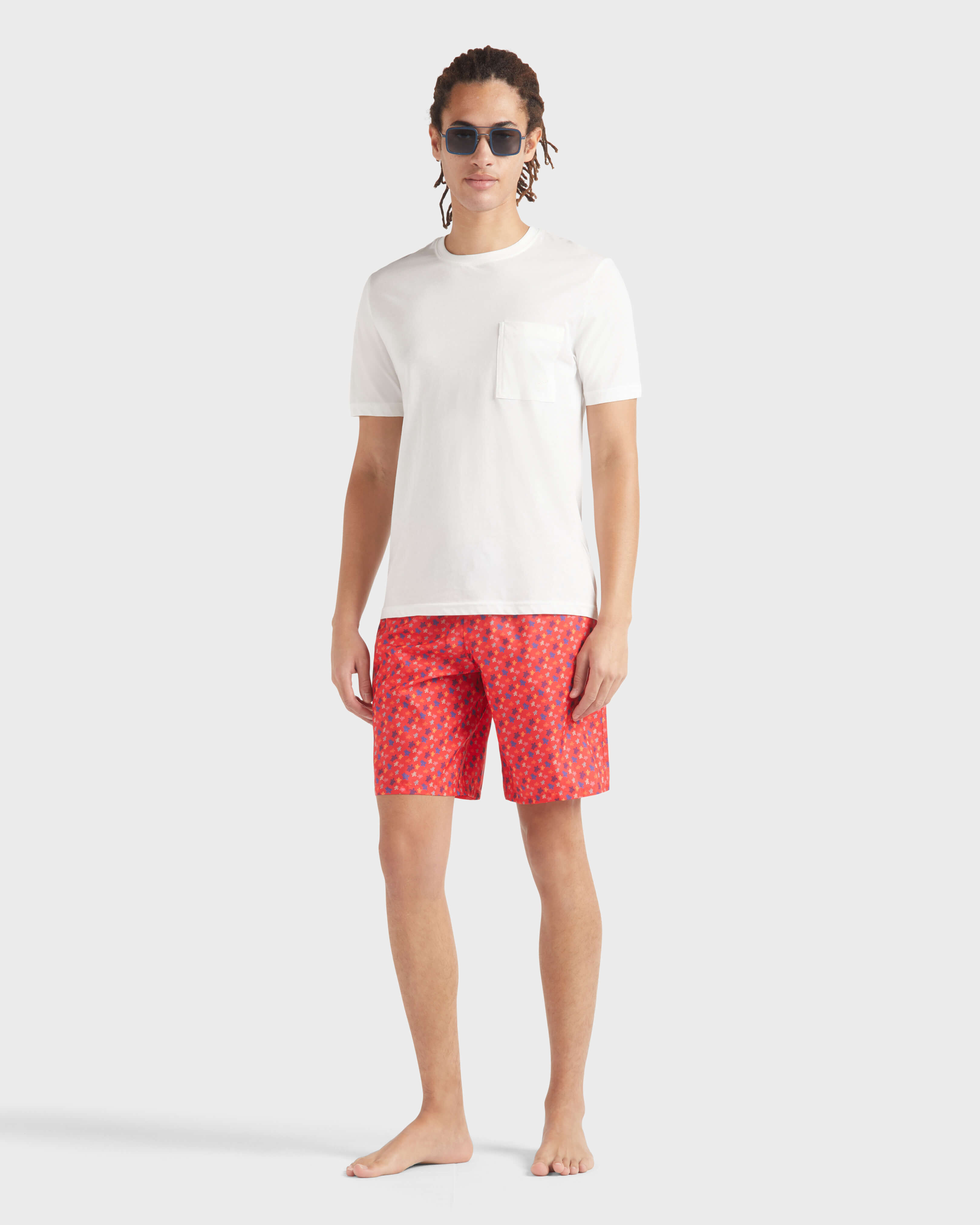 Men Long Ultra-Light and Packable Swim Shorts Micro Rondes des Tortues POPPY RED supp1 view