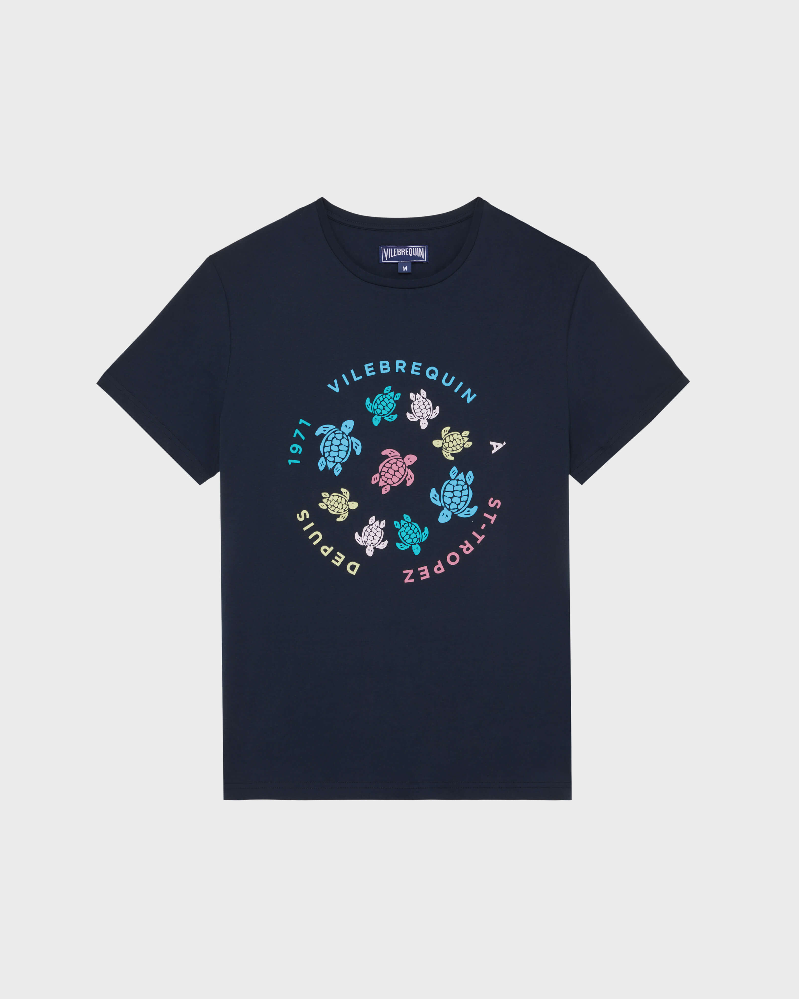 Men Cotton T-Shirt Tortues Multicolores NAVY front view