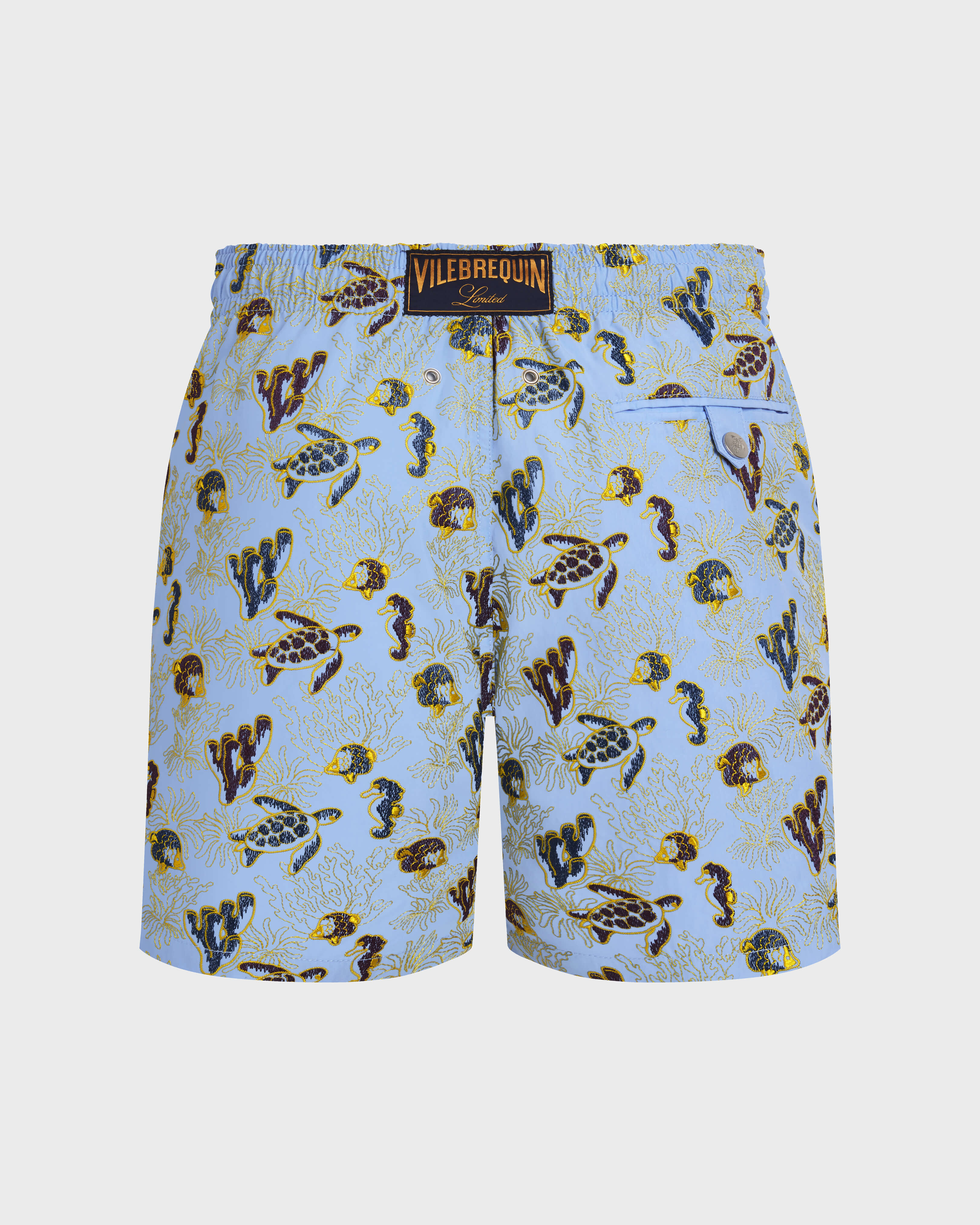 Bañador con bordado Aquatic Life para hombre - Edición limitada FLAX FLOWER back view