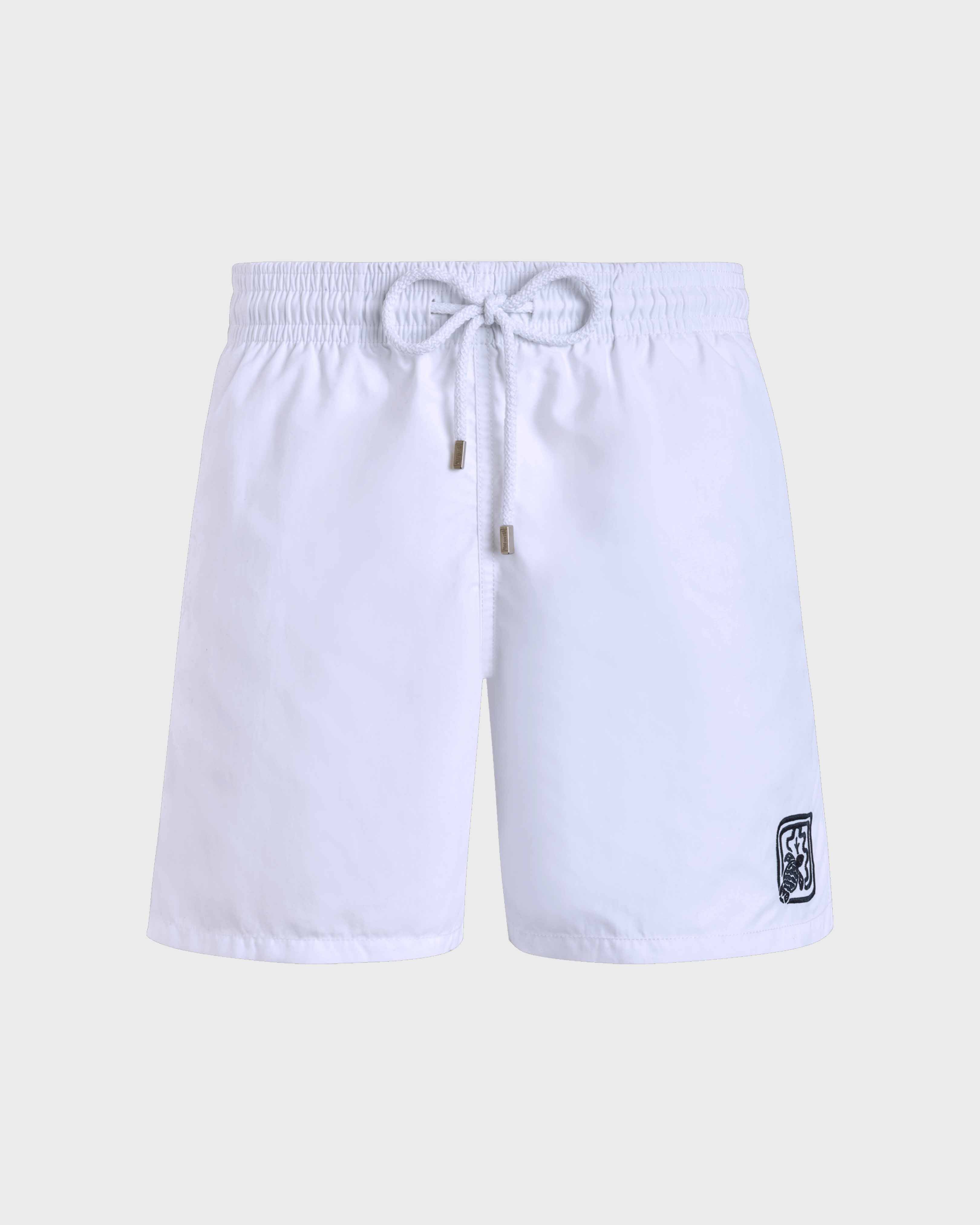 Men Swim Shorts - Vilebrequin x Ines de la Fressange WHITE front view