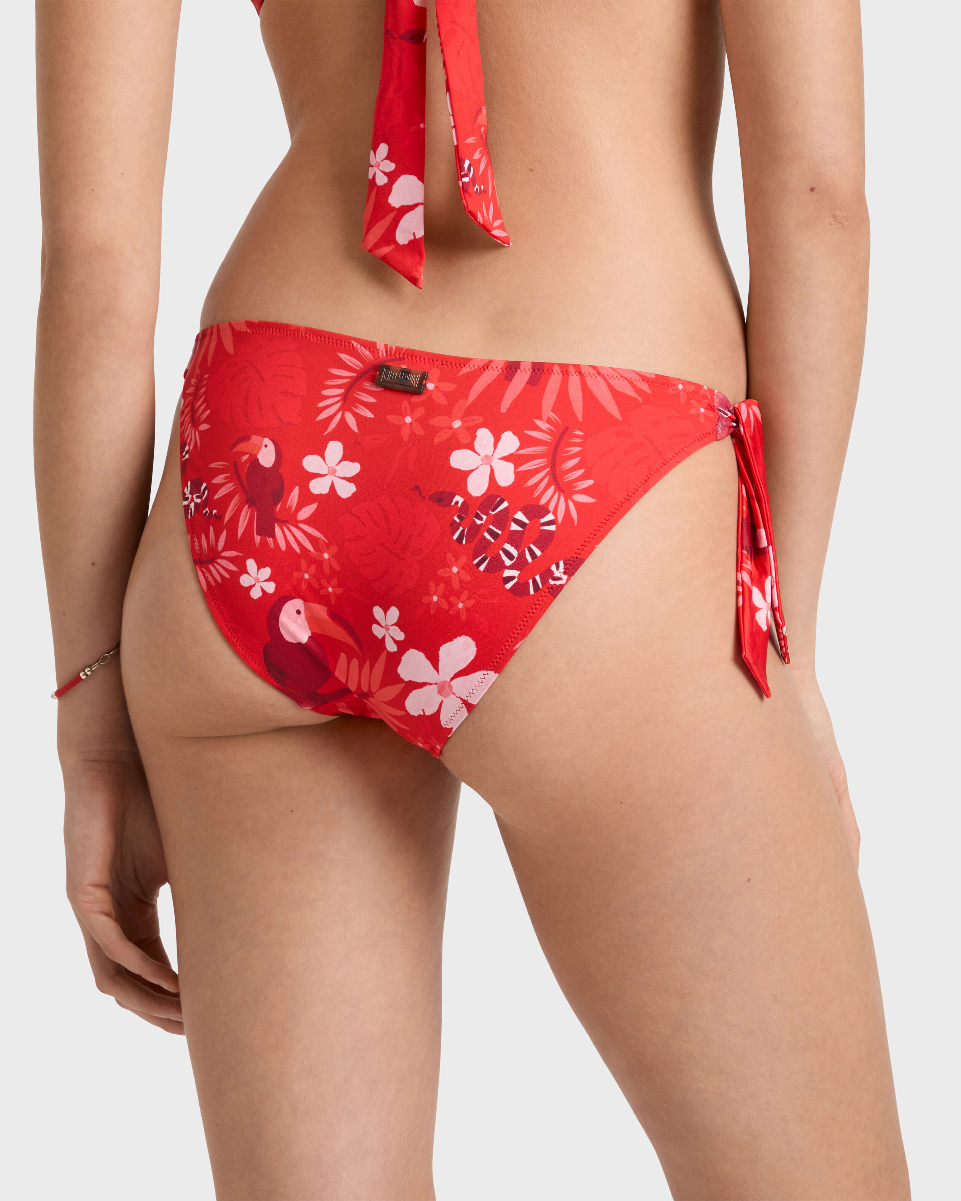 Braguita de bikini con tiras laterales de atar y estampado Papel de Embrulho para mujer AMAPOLA backworn view