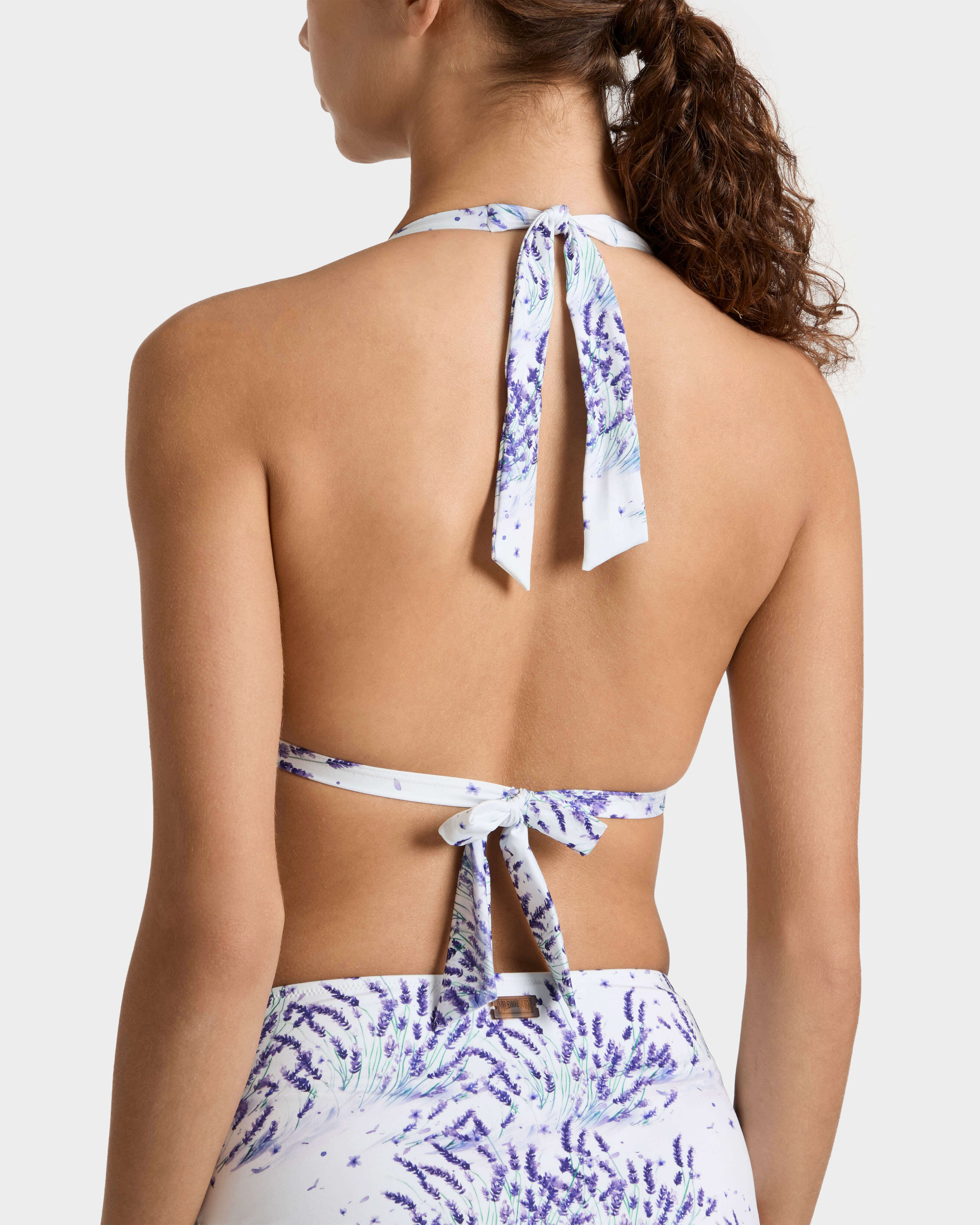 Women Halter Bikini Top Lavender - IN STOCK May 12th WHITE backworn view