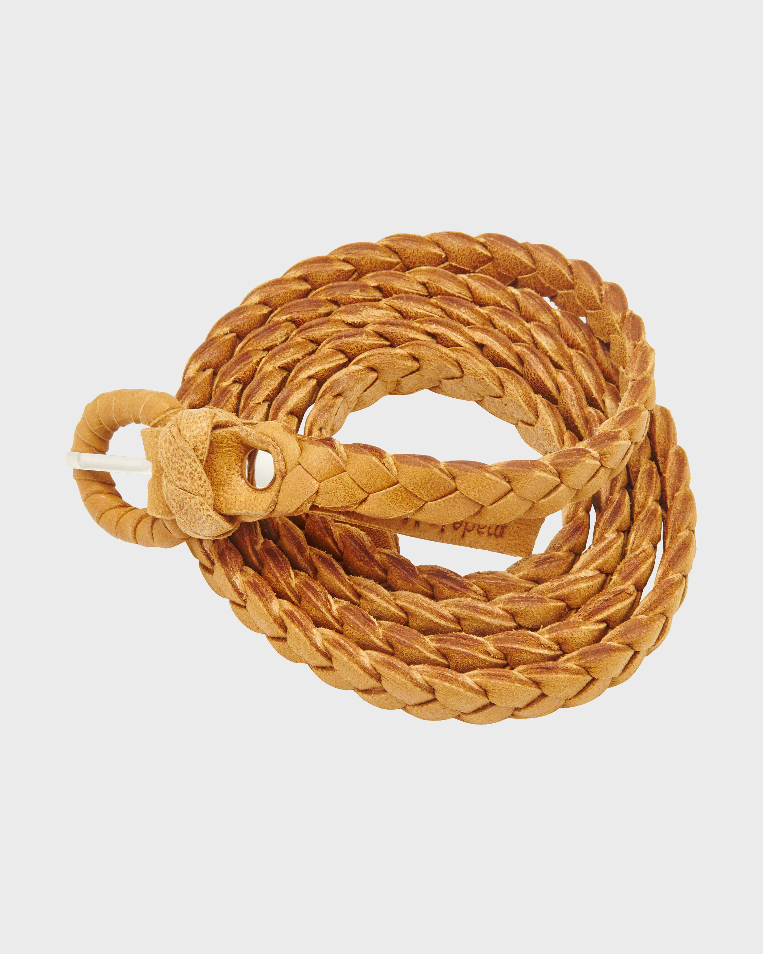 Women Thin Leather Belt NATURAL front view