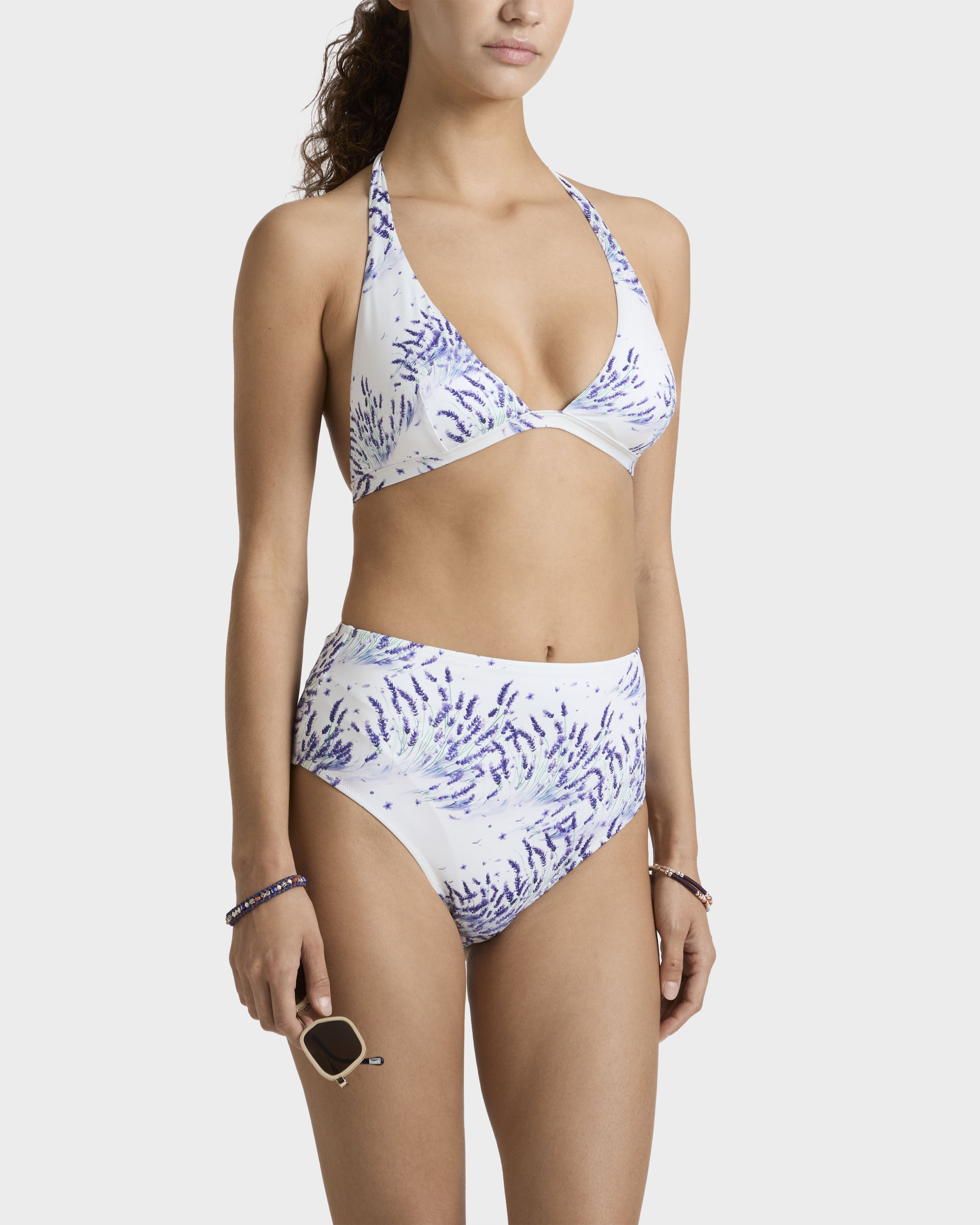Women High-waisted Bikini Bottom Lavender - IN STOCK May 12th WHITE frontworn view
