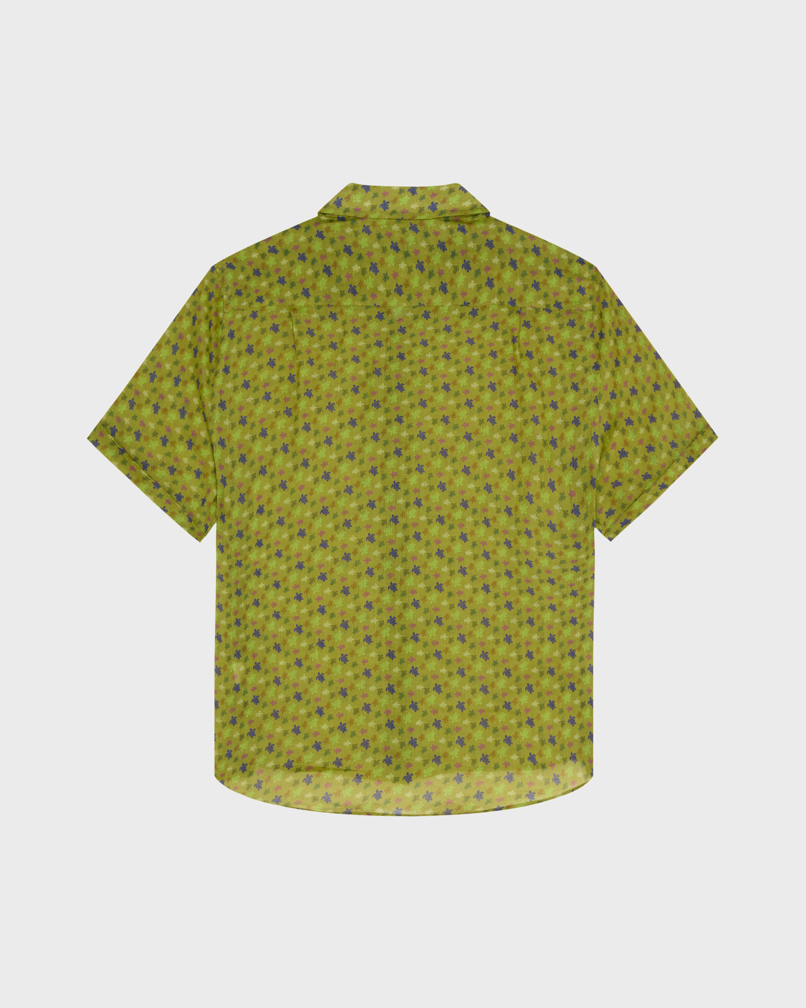 Camicia bowling uomo in ramiè Micro Ronde des Tortues VERDE PALLIDO back view