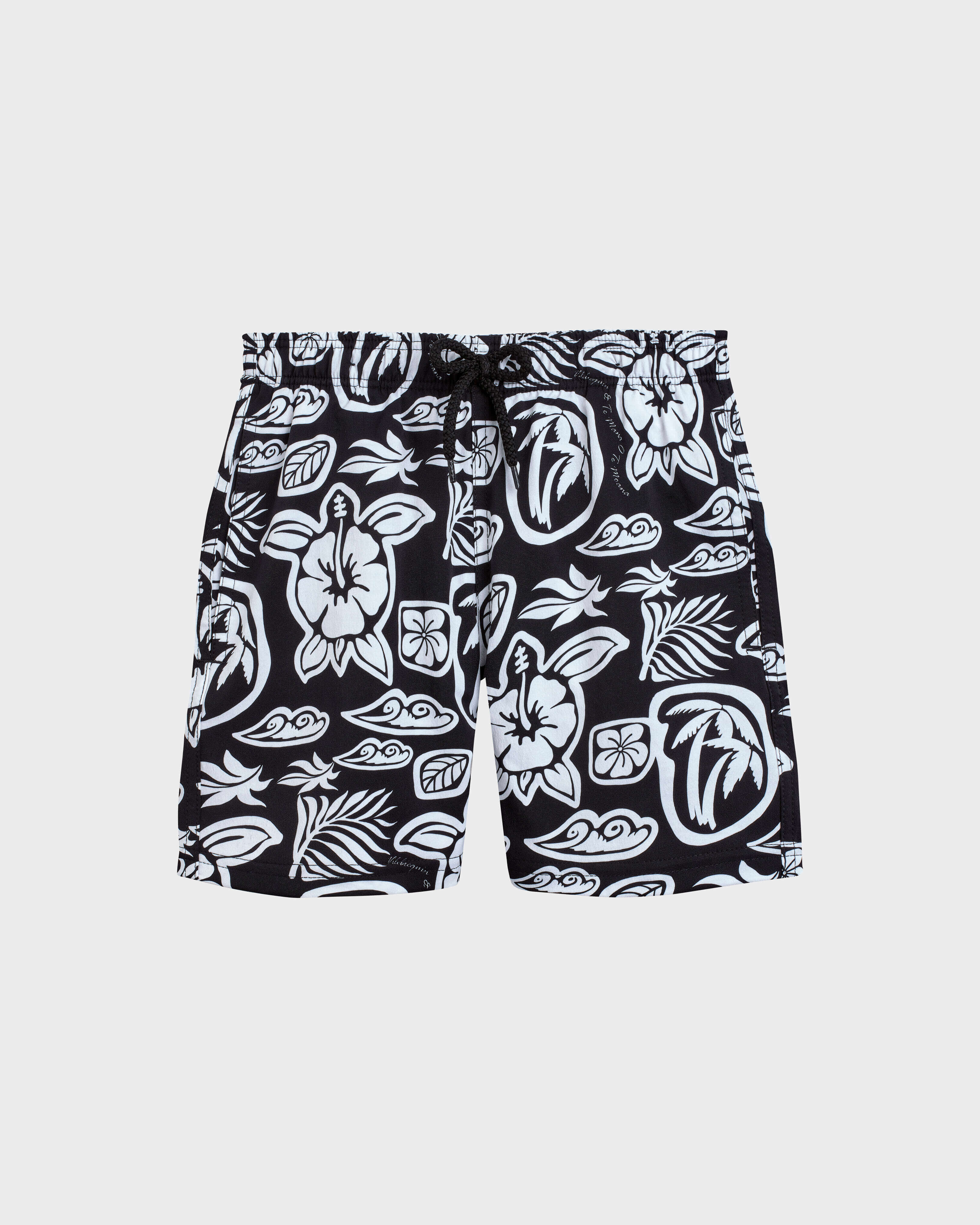 Tahiti Turtles Stretch-Badeshorts für Jungen SCHWARZ front view