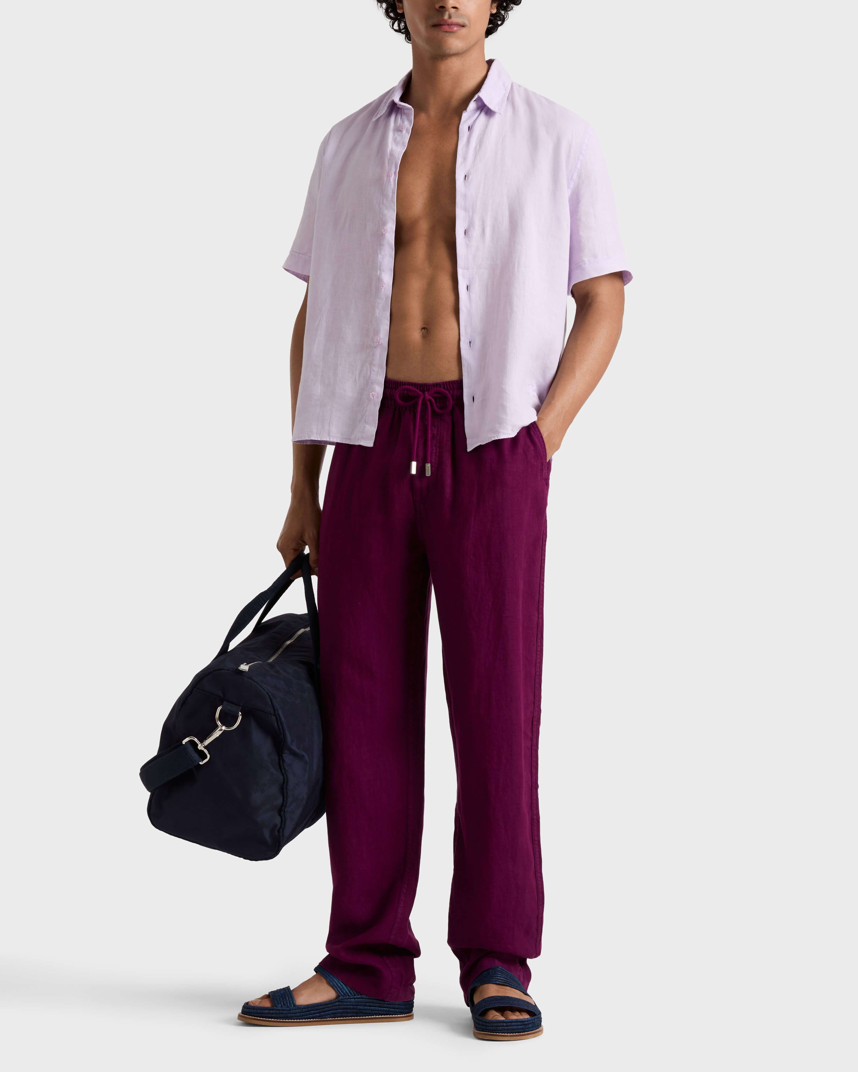 Solid weite Leinenhose für Herren KERALA frontworn view