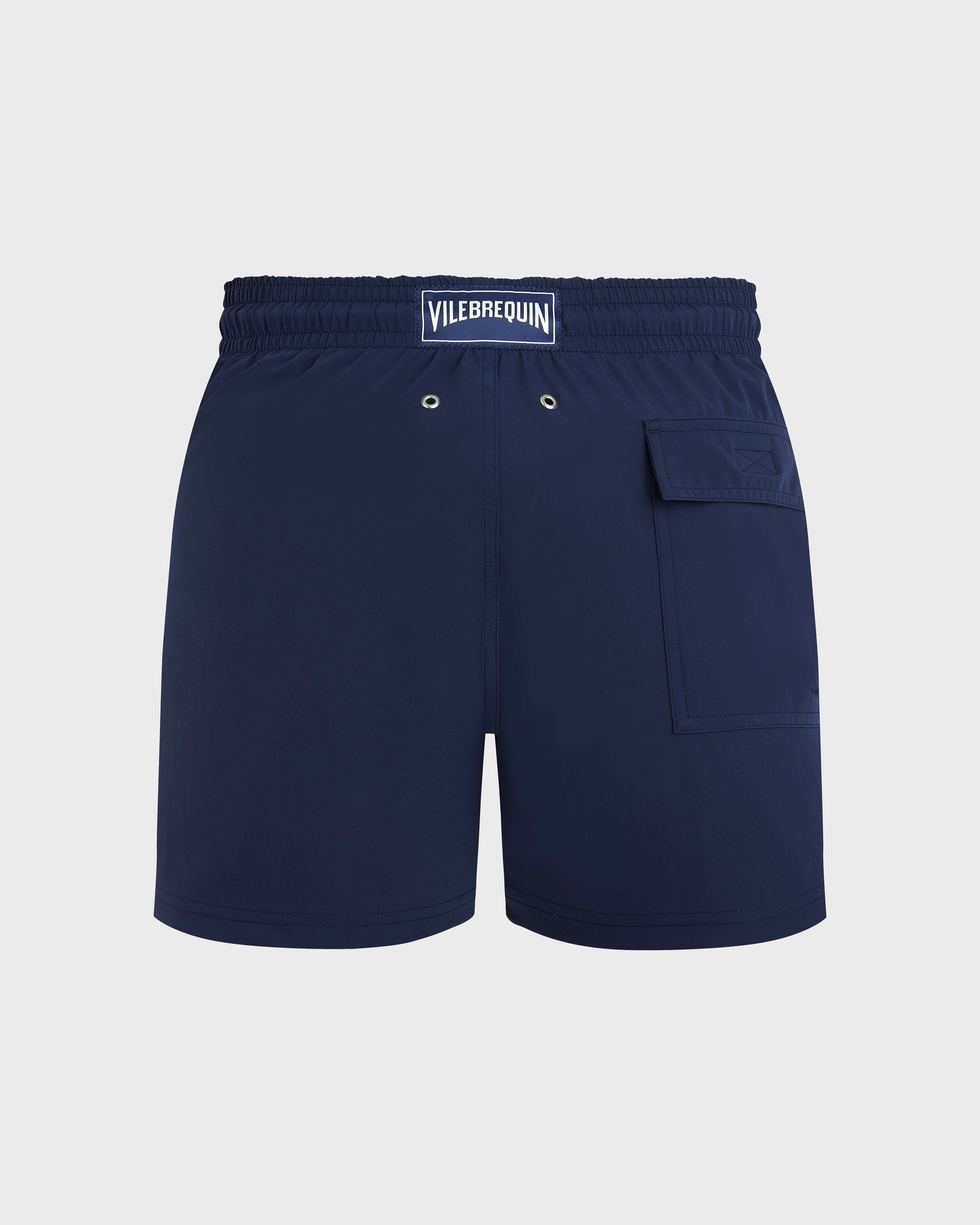Men Stretch Short Swim Shorts Solid NAVY back view