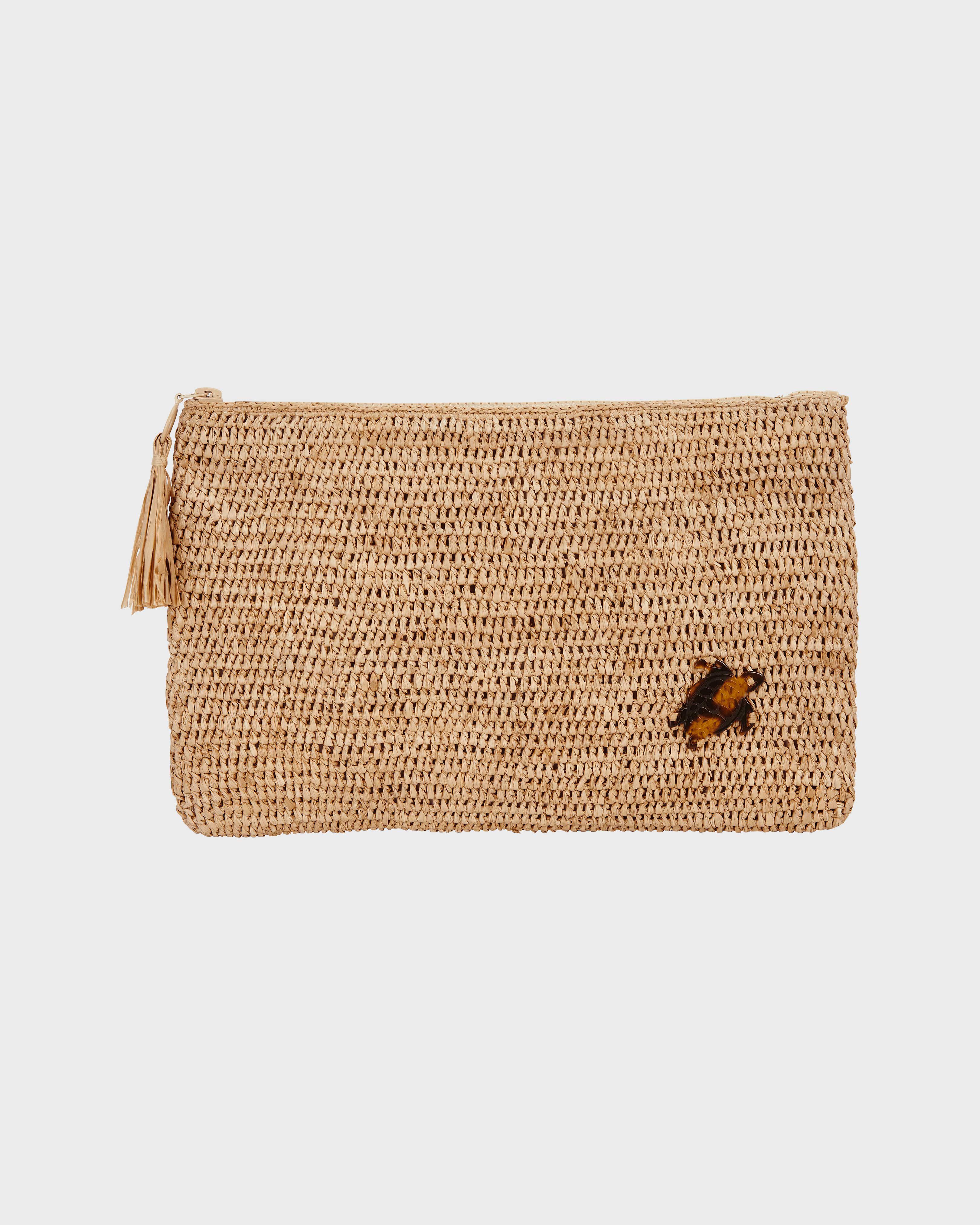 Raffia Beach Pouch HEMP front view