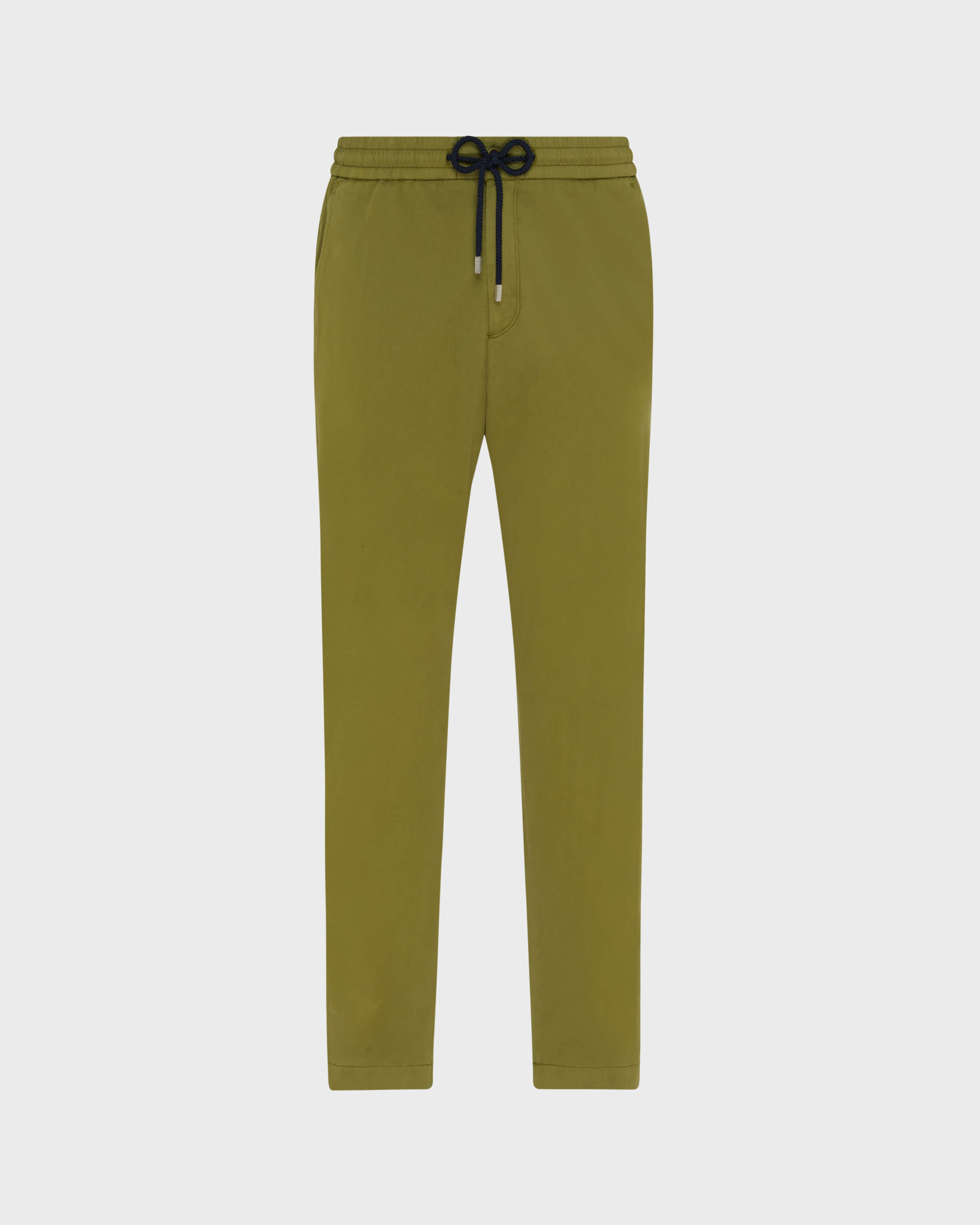 Solid Baumwoll-Satinhose mit elastischem Bund für Herren KHAKI front view