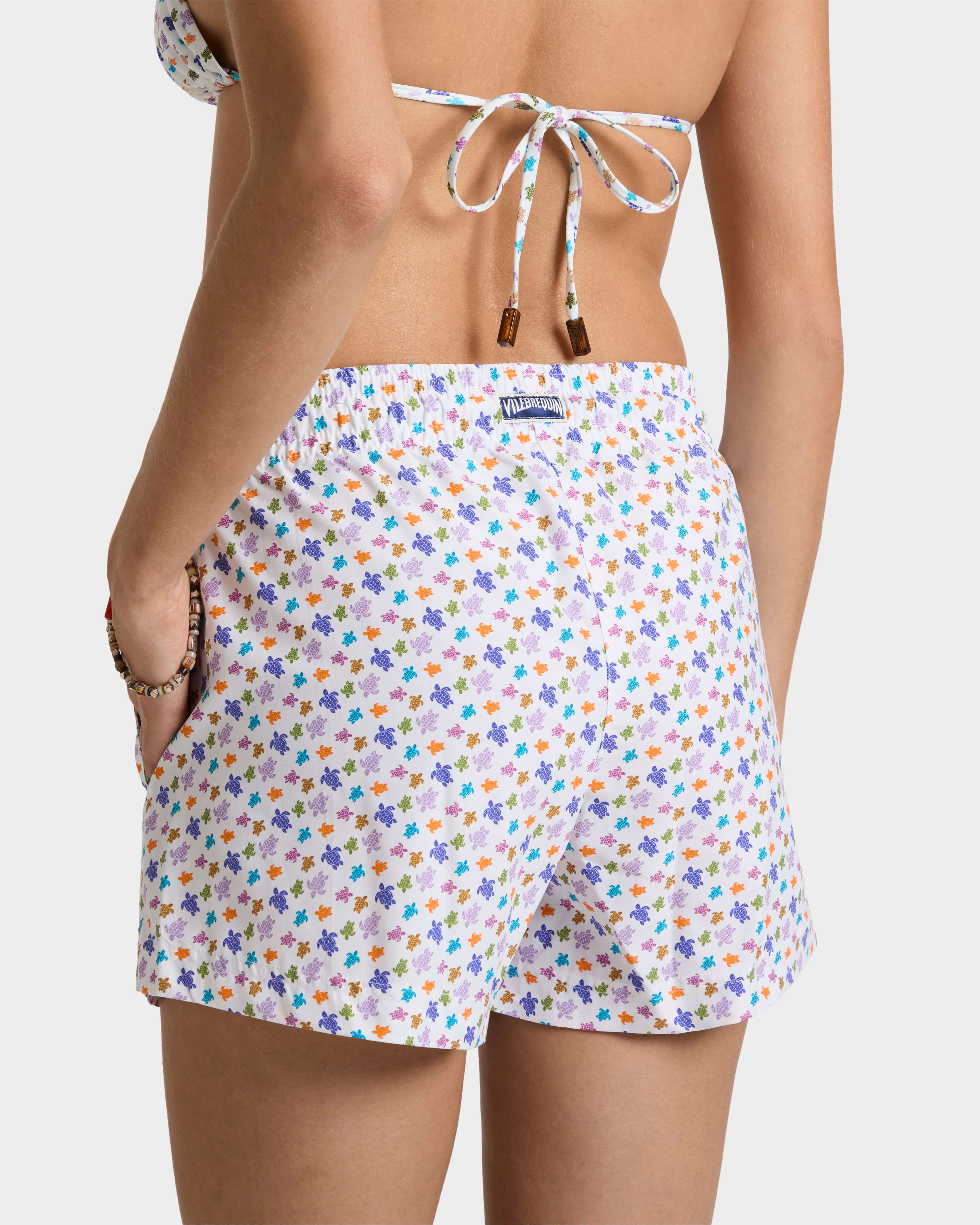 Pantaloncini mare donna Micro Ronde des Tortues BIANCO backworn view