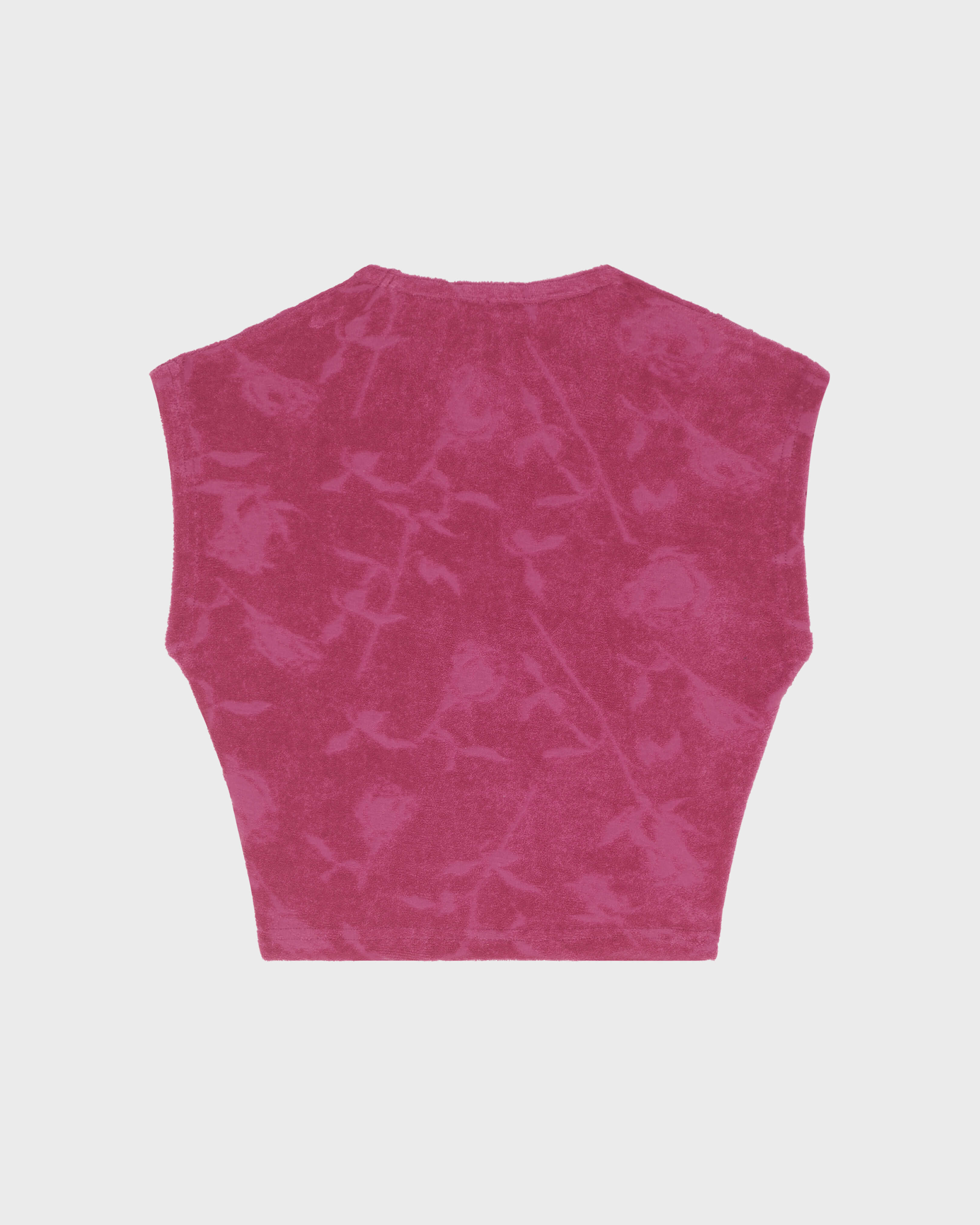 Canotta bambina in spugna jacquard Roses PORPORA back view