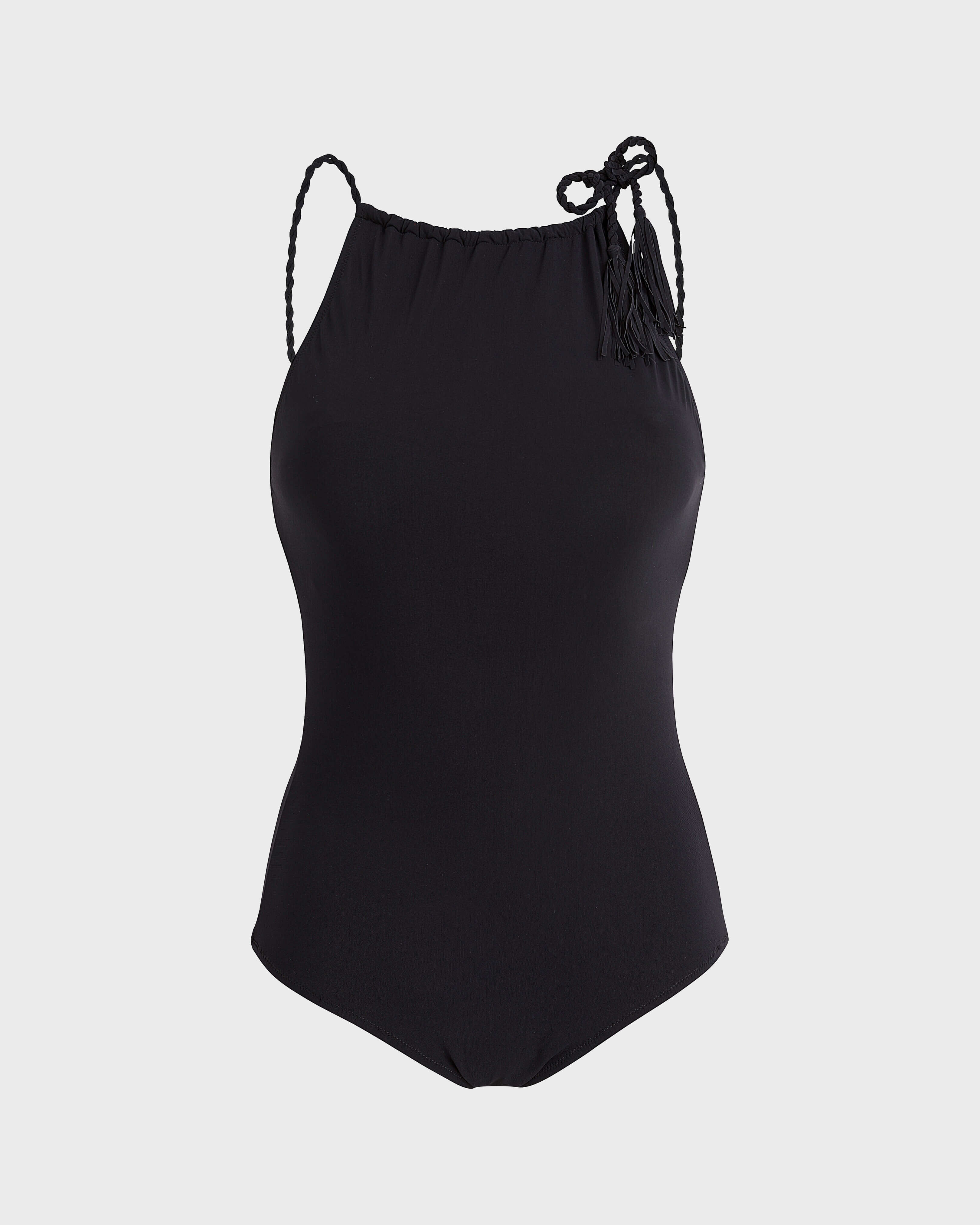 Costume intero donna a collo alto in corda Tresses NERO front view