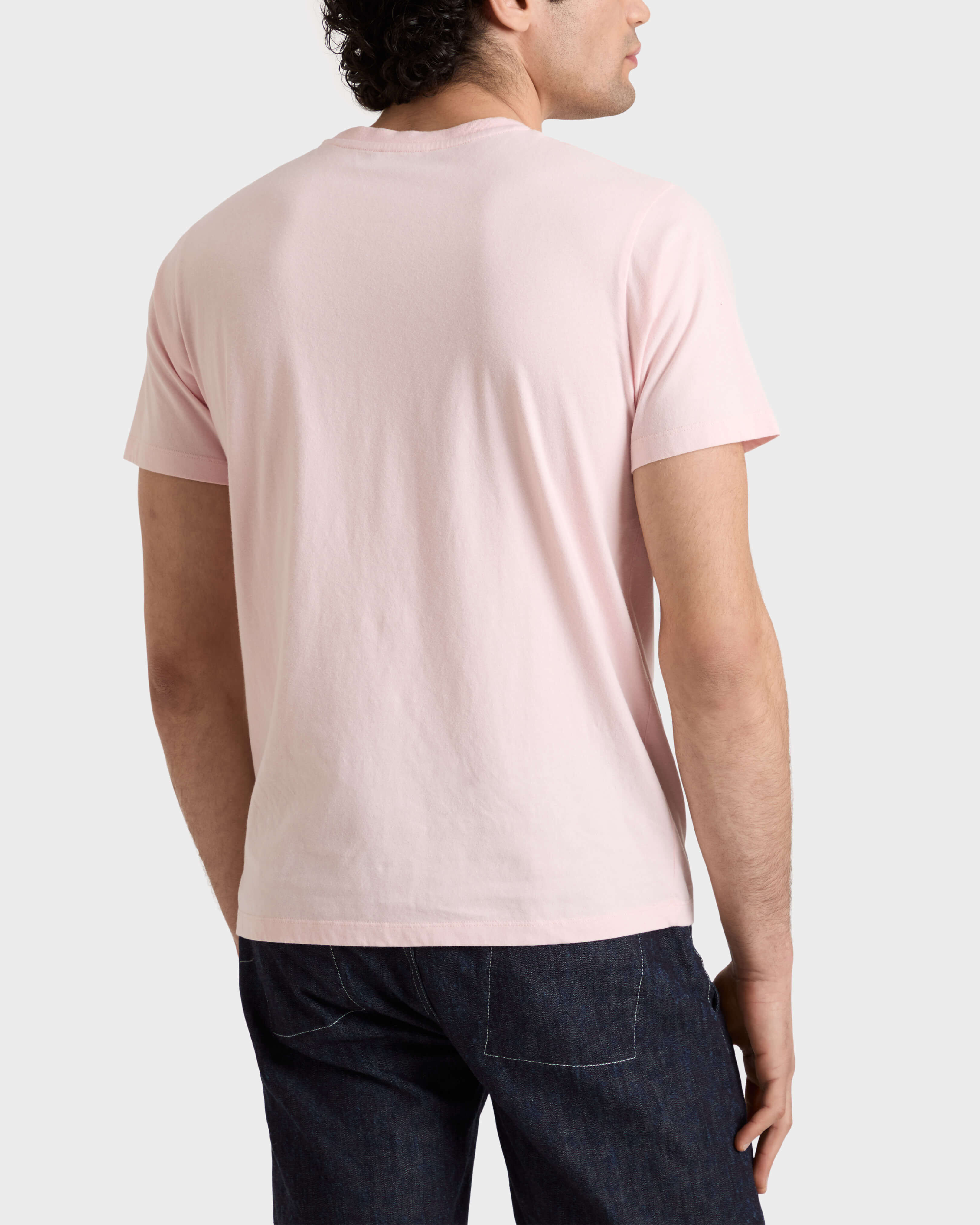 Men Organic Cotton T-shirt Big Turtle Embroidery PEONY backworn view