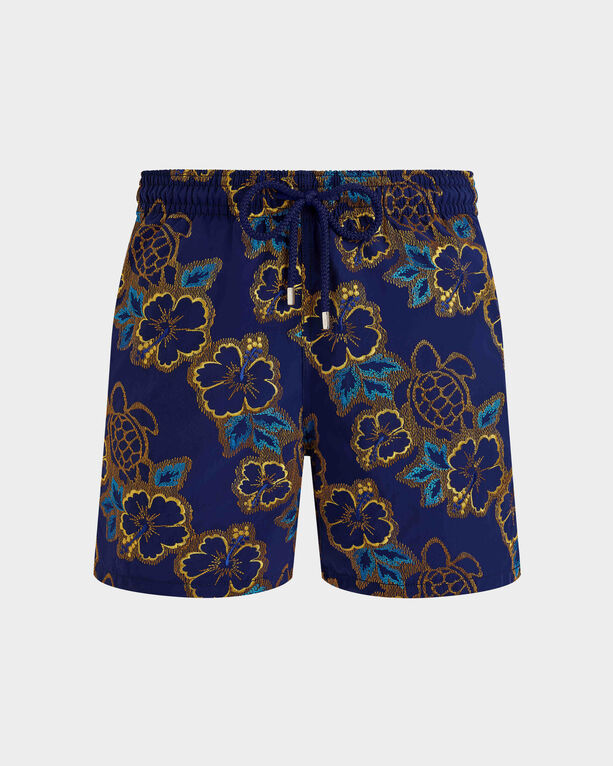 Vilebrequin - Men Swim Shorts Embroidered Hibiscus - Limited Edition - Swimwear - Mistral - Blue - Size 6XL