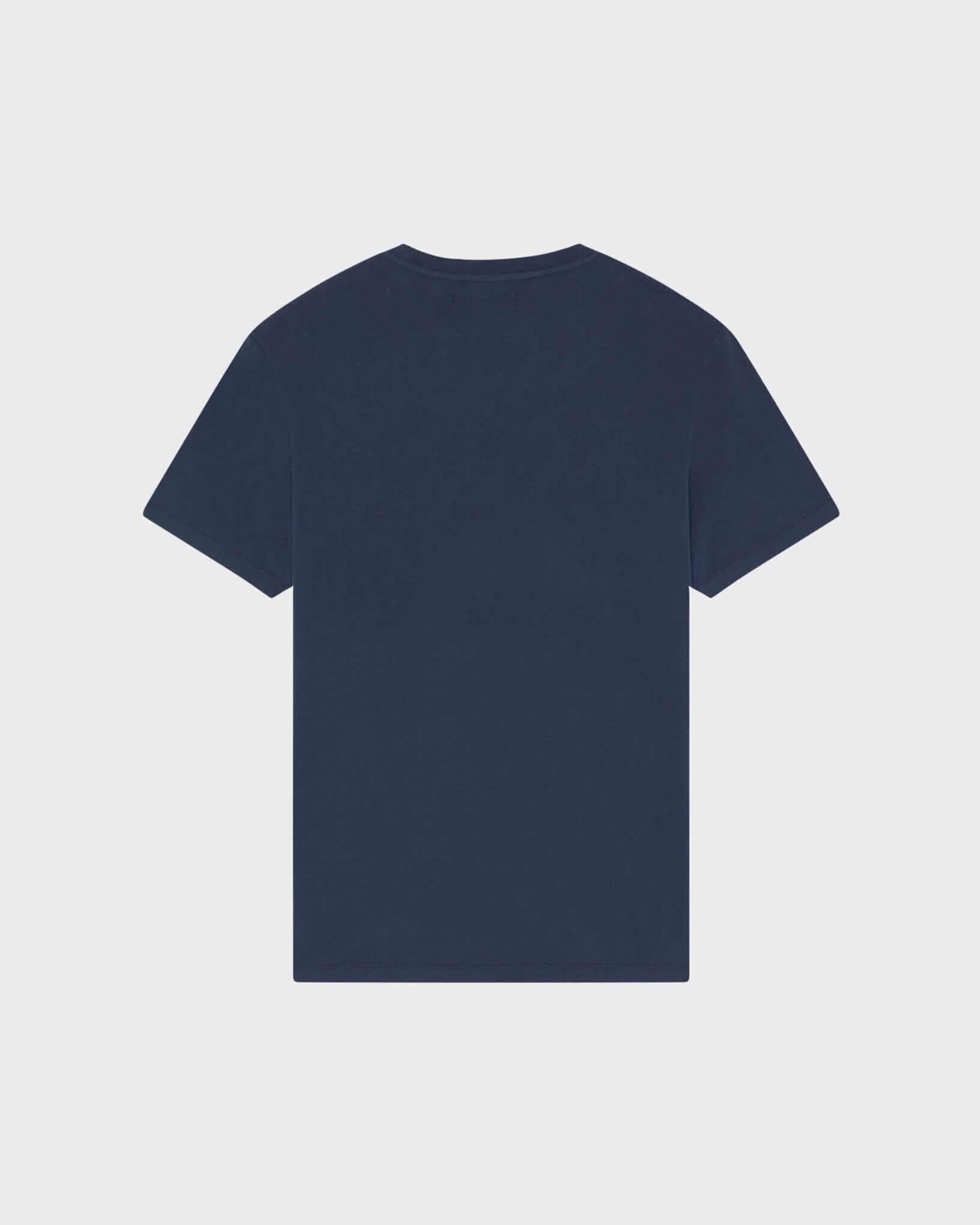 Men Organic Cotton T-shirt Big Turtle Embroidery NAVY back view