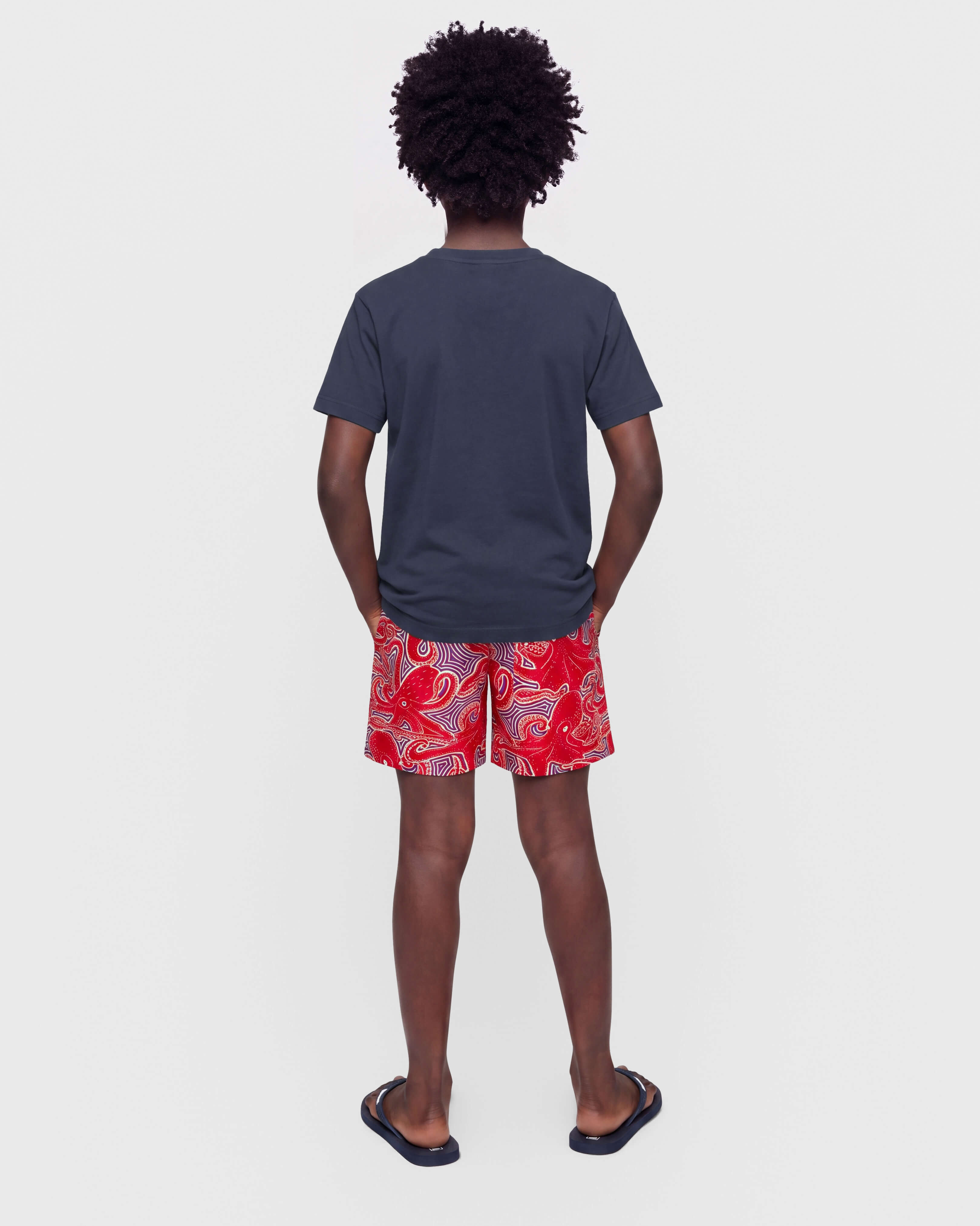 Boys Swim Shorts Hypnoctopus POPPY RED backworn view