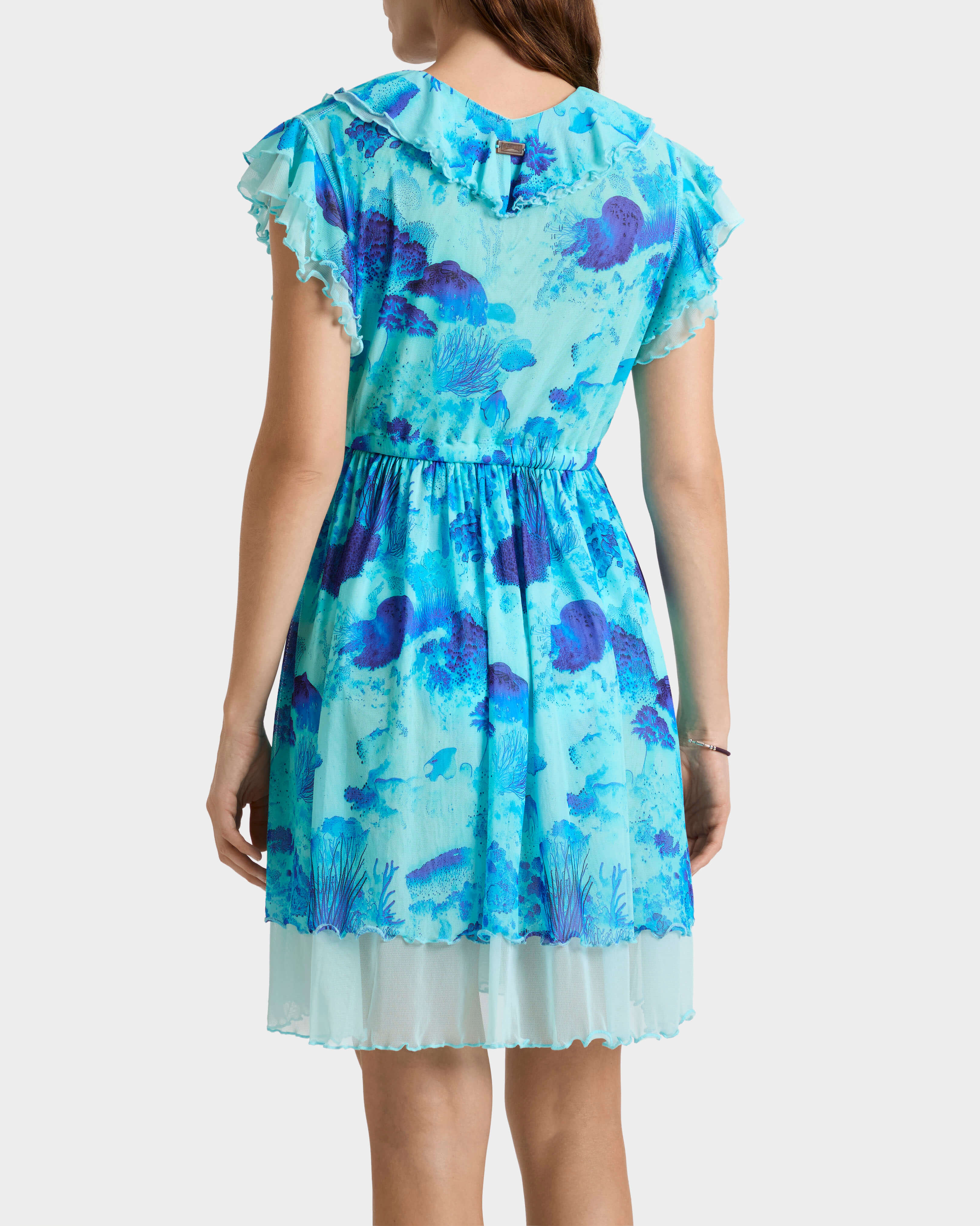 Vestito corto donna in tulle Coral Reef OXYGENE backworn view