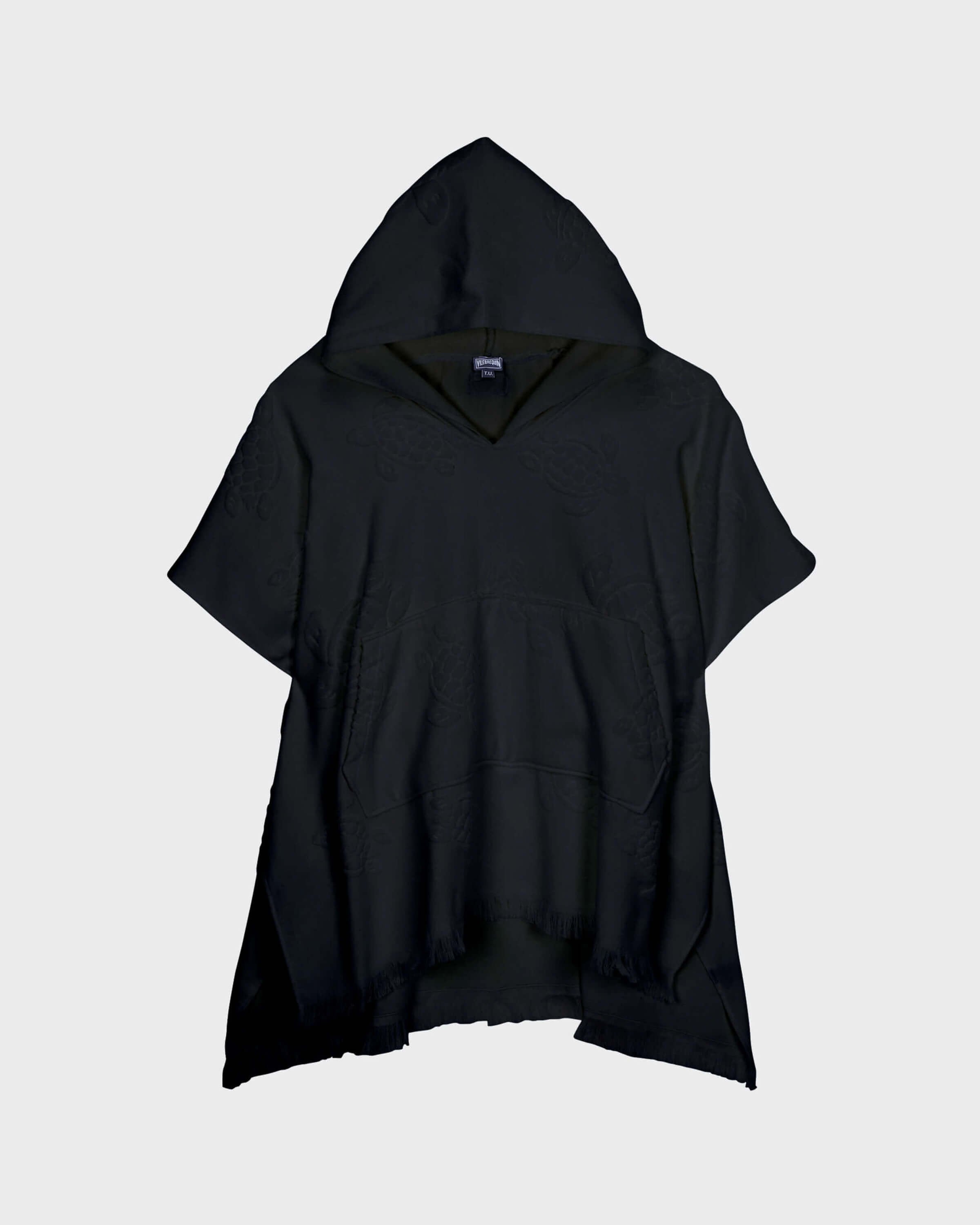 Terry Poncho BLACK front view