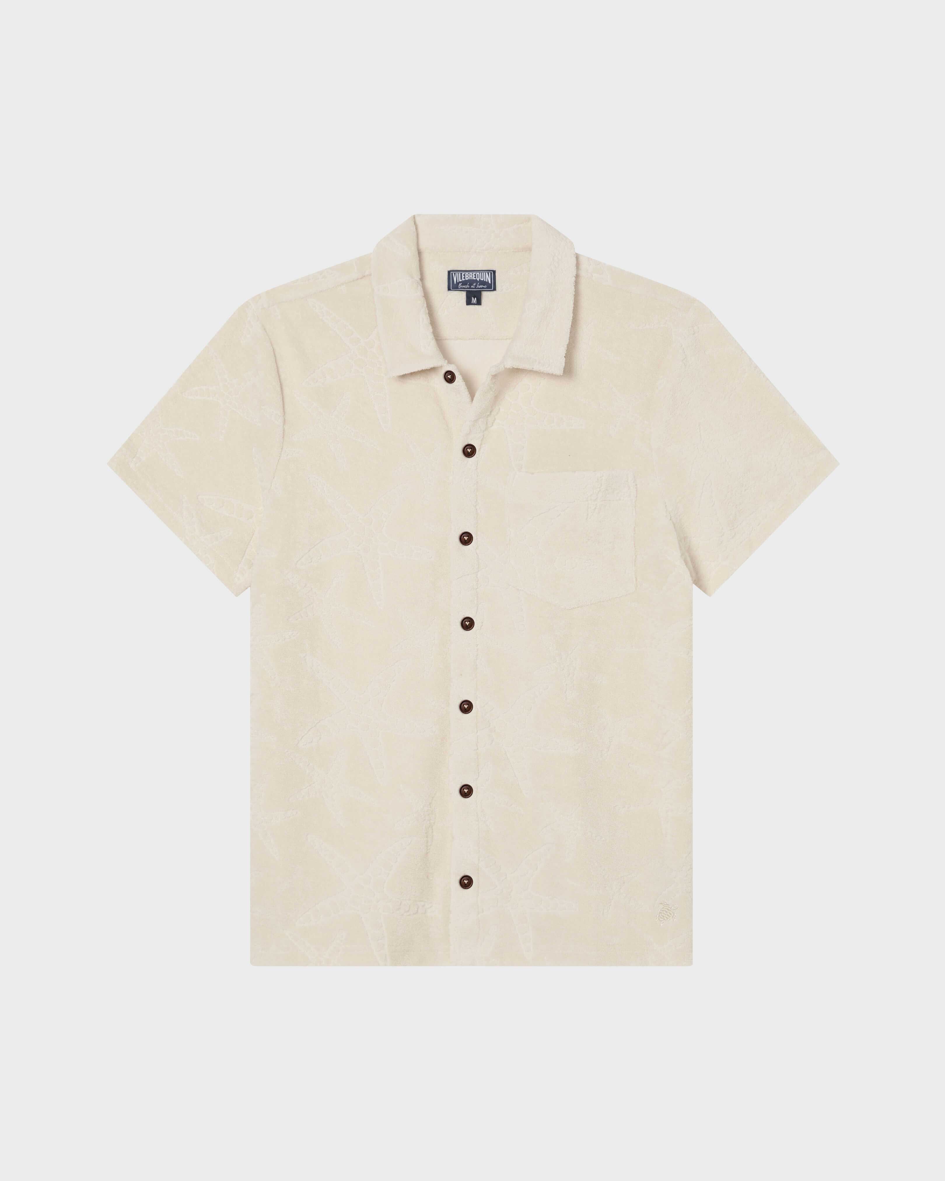 Men Terry Bowling Shirt Starfish Jacquard BRUME front view