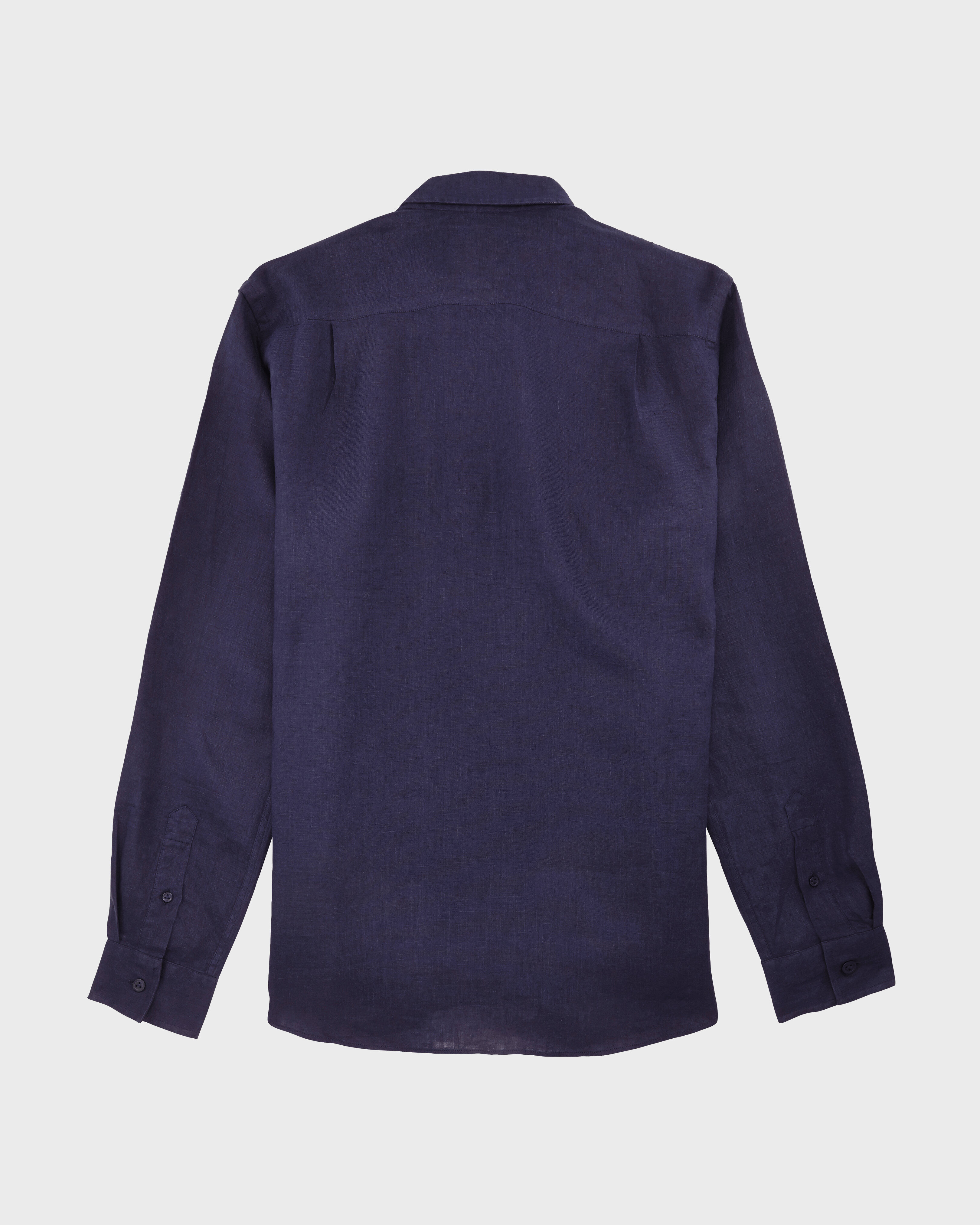 Men Linen Shirt Solid NAVY back view