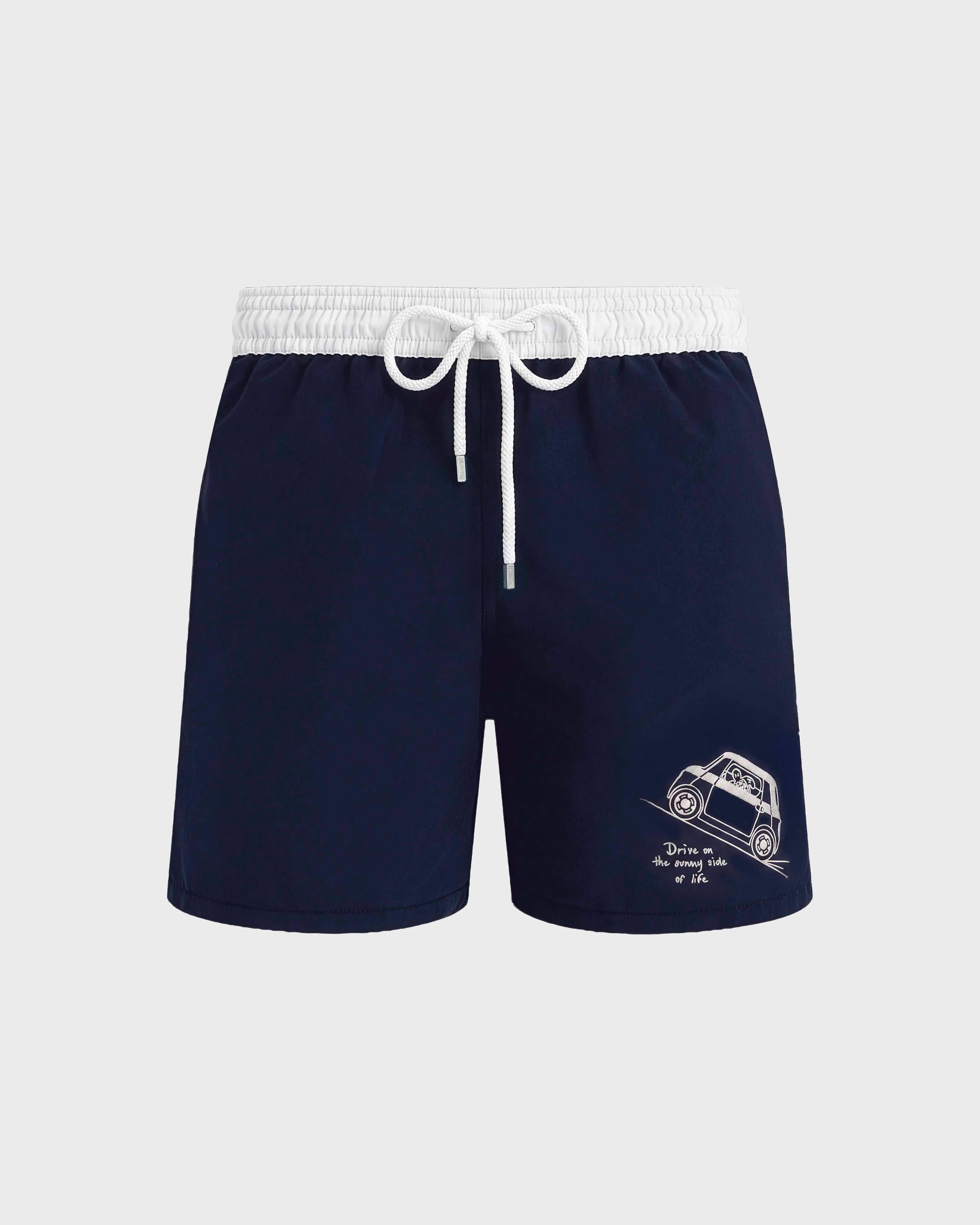 Sunny Topolino - Vilebrequin x FIAT Badeshorts mit Stickerei für Herren MARINEBLAU front view