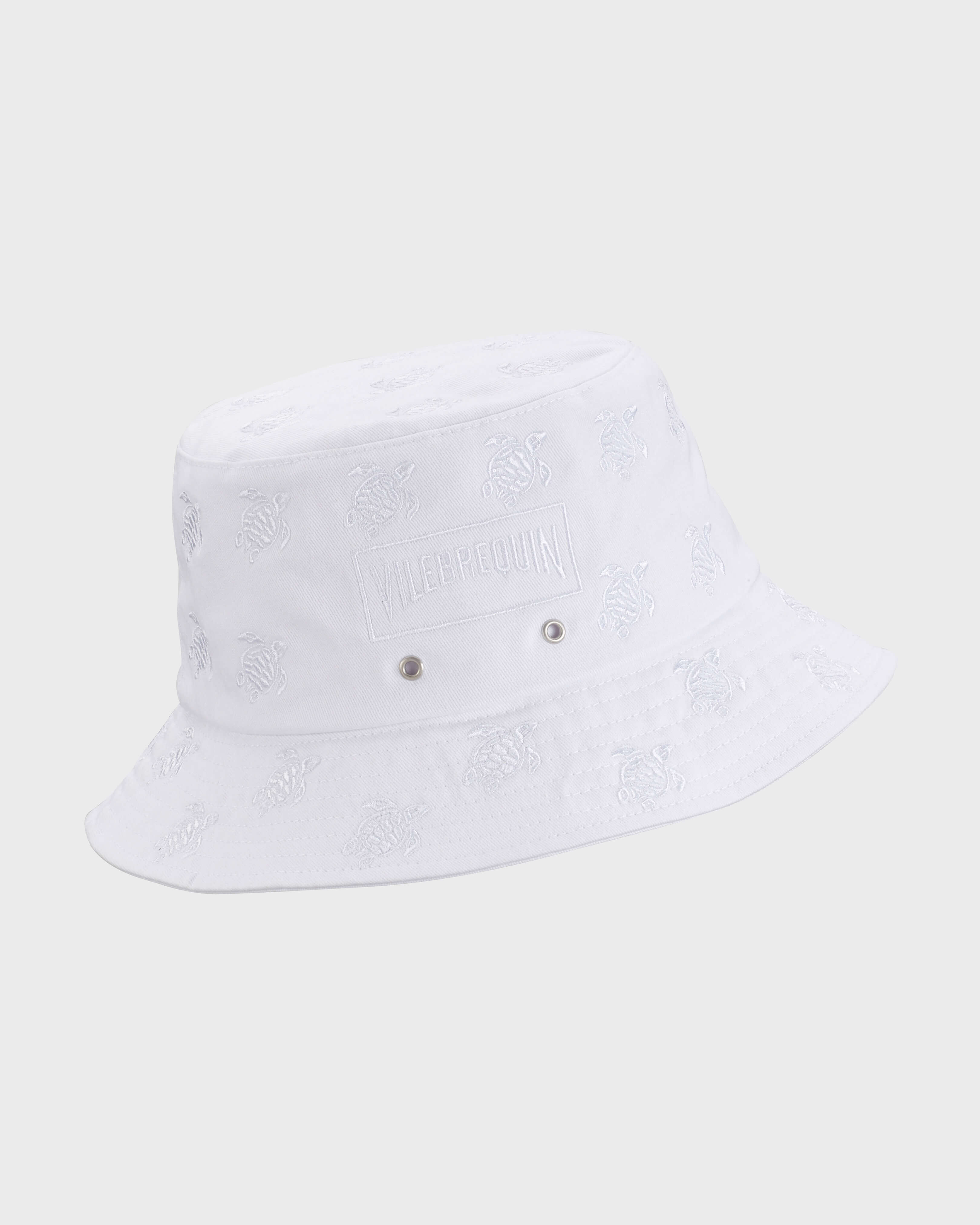 Embroidered Bucket Hat Turtles All Over WEISS back view
