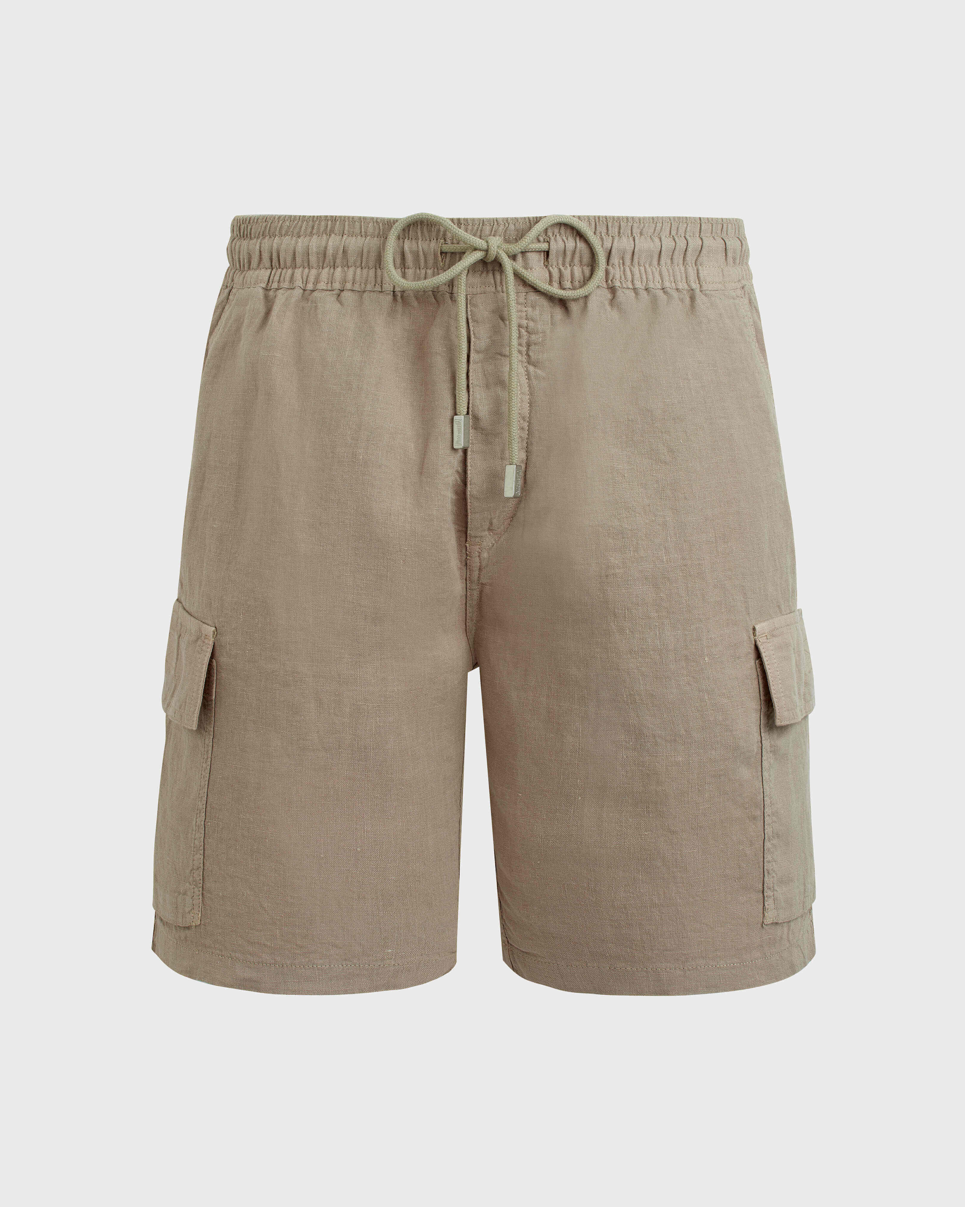 Men Linen Bermuda Shorts Cargo Pockets SAFARI front view