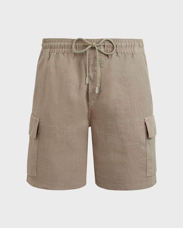 Vilebrequin - Einfarbige Leinen-bermudashorts Mit Cargotaschen Für Herren - Bermuda - Baie - Beige - Größe XXXL