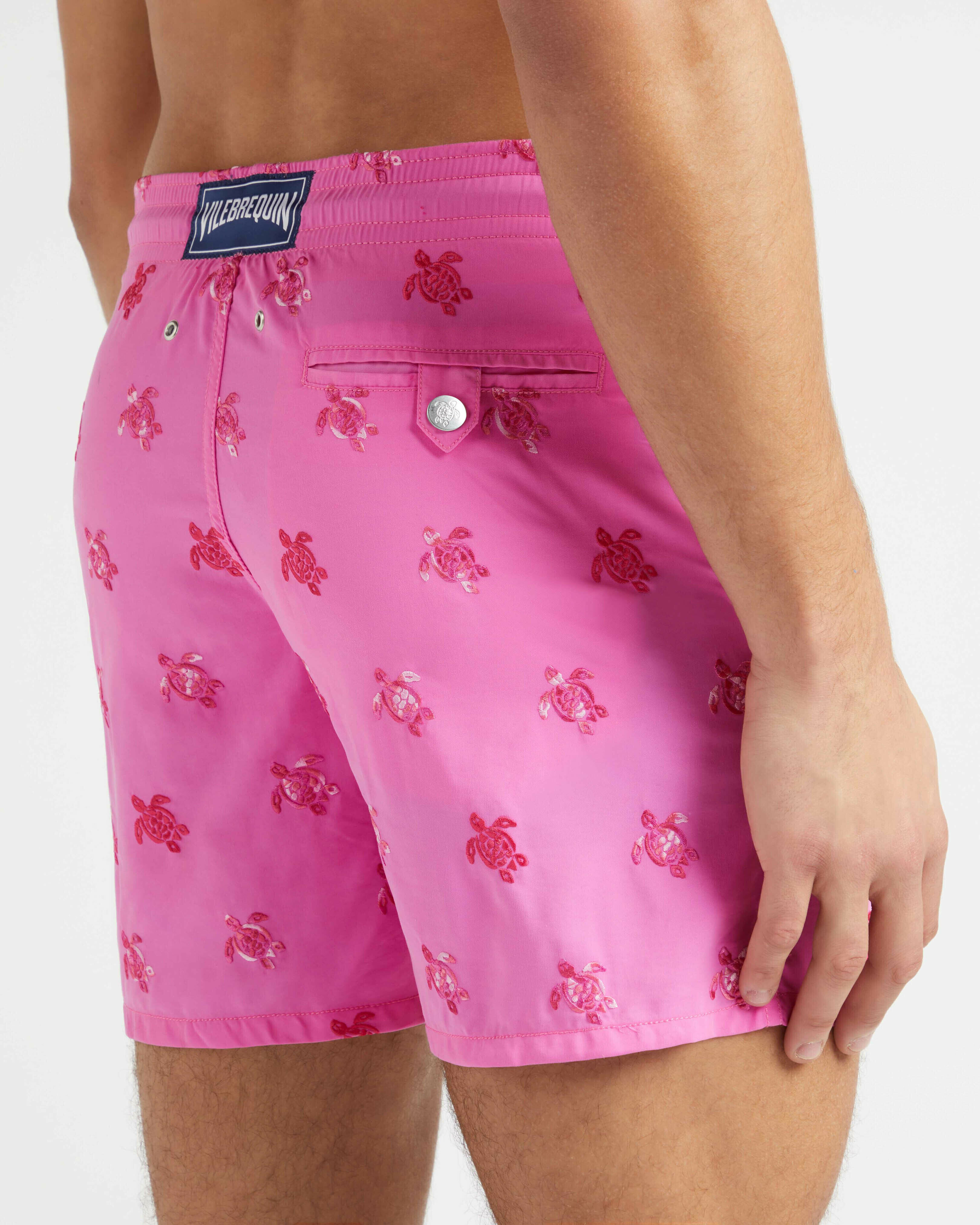 Men Swim Trunks Embroidered Micro Ronde des Tortues Diagonale - Limited Edition OLEANDER supp2 view