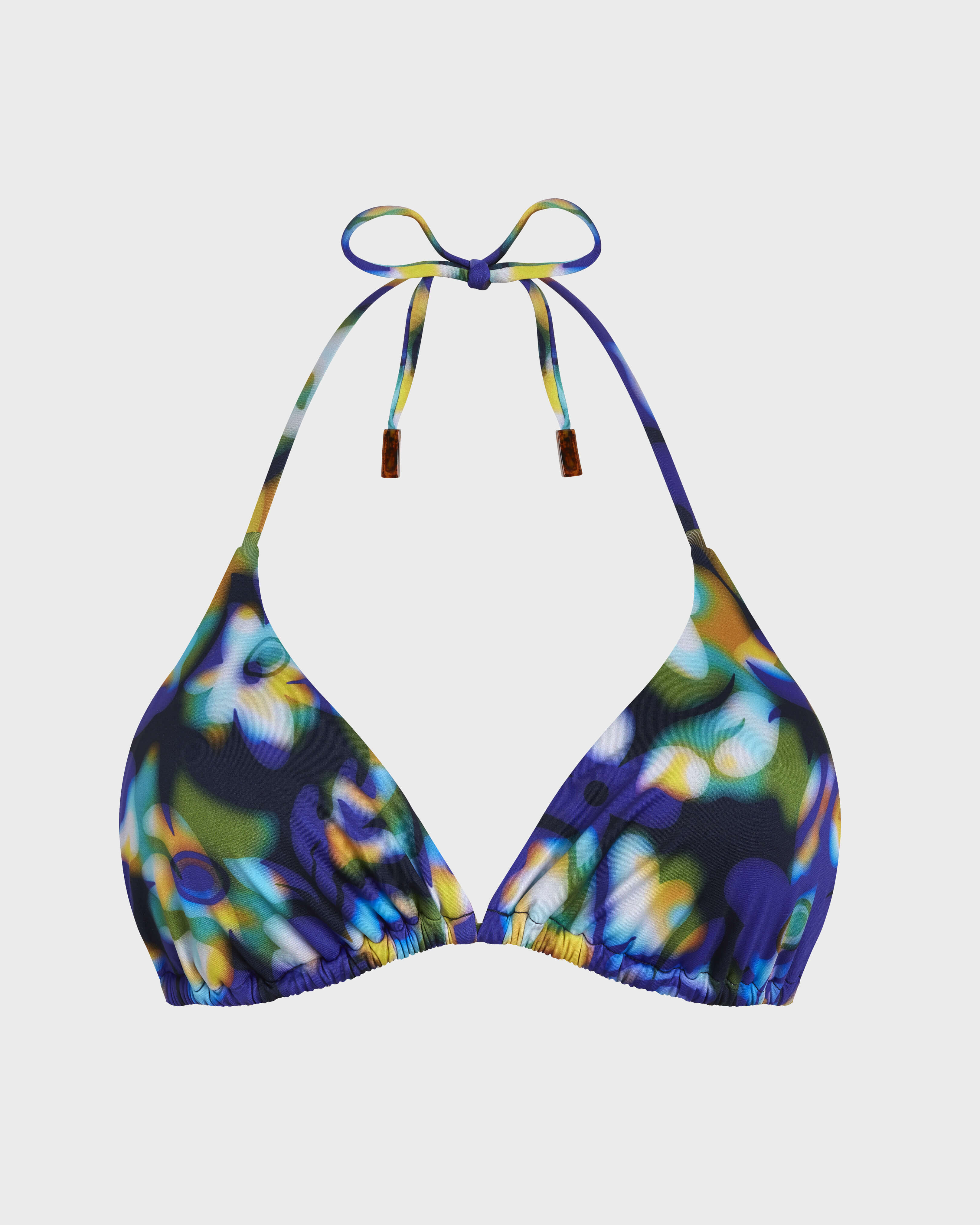 Haut de maillot de bain Triangle femme Frangipanier Trouble BLEU MARINE front view
