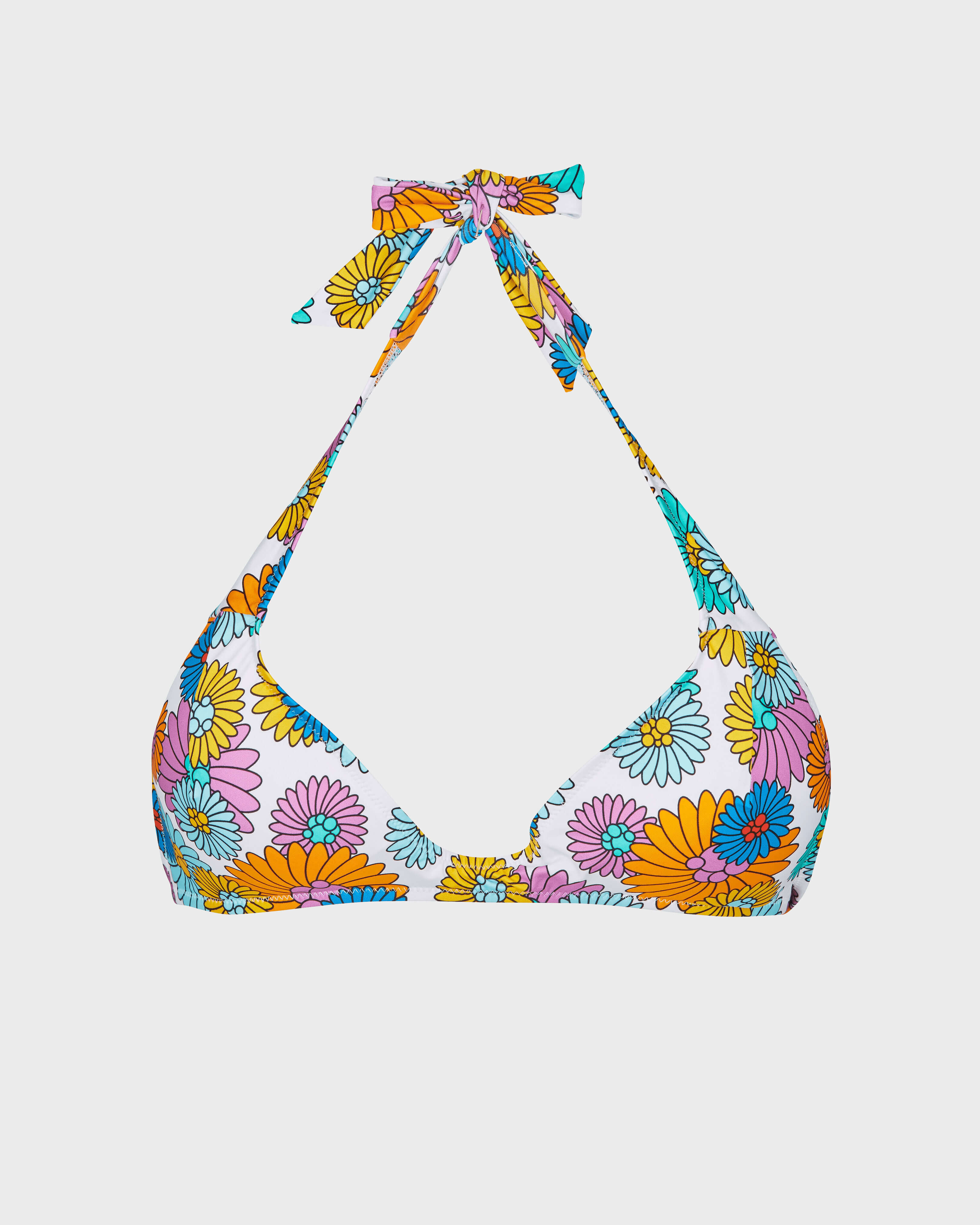 Top de bikini con estampado Marguerites para mujer BLANCO front view