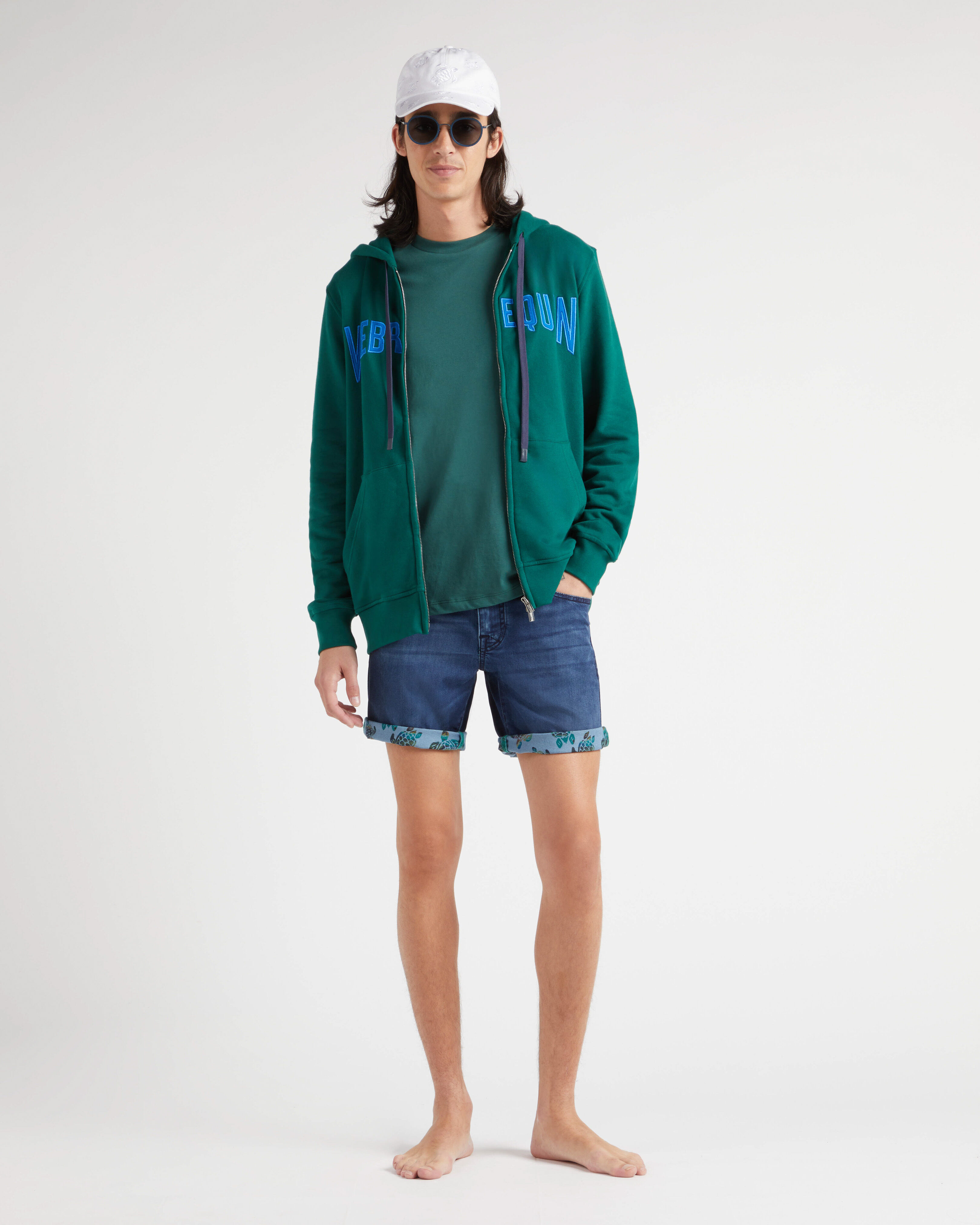 Men Cotton Full Zip Hoodie Sweatshirt Stitched Logo IVY supp1 view