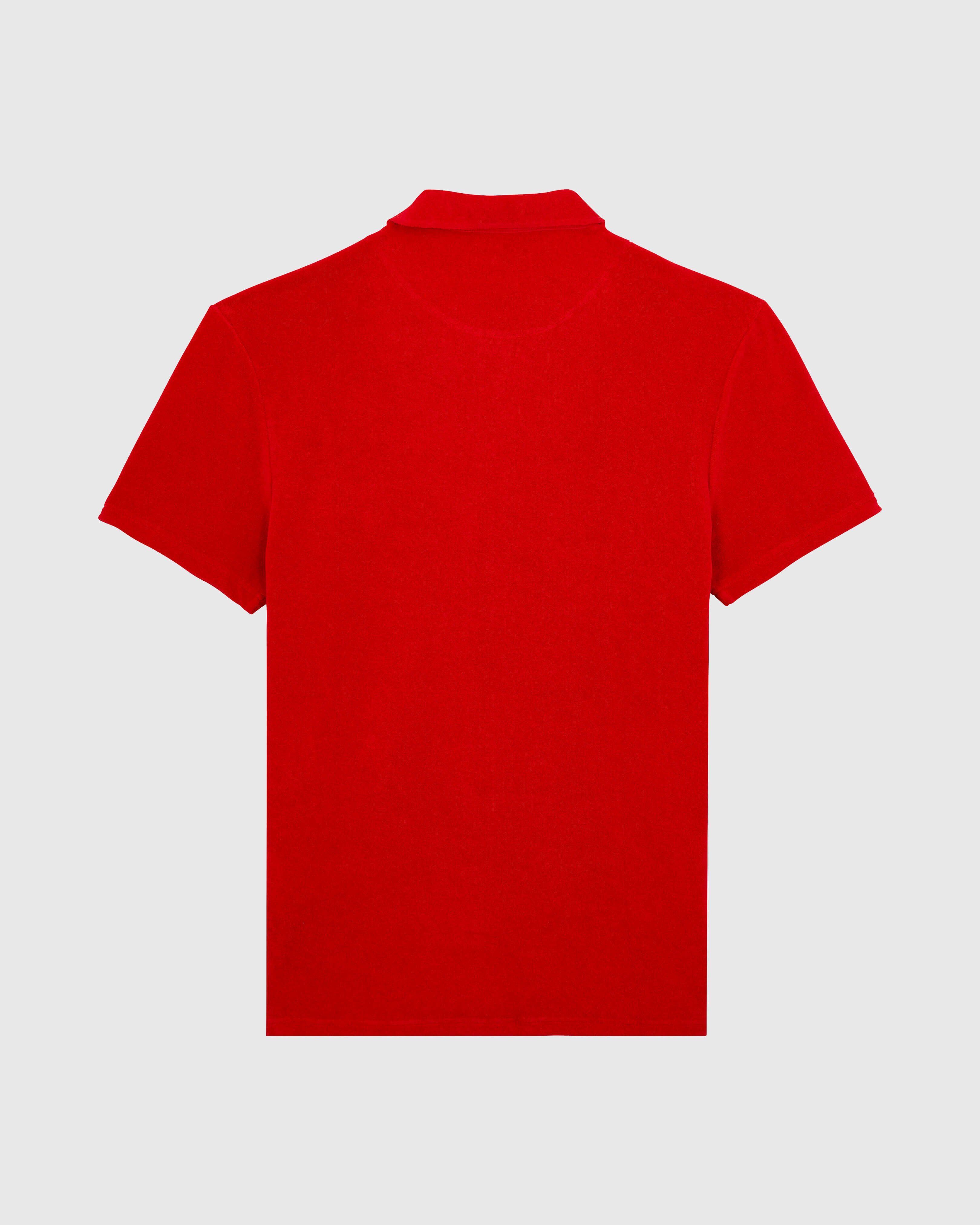 Men Terry Polo Shirt Solid LIPSTICK back view