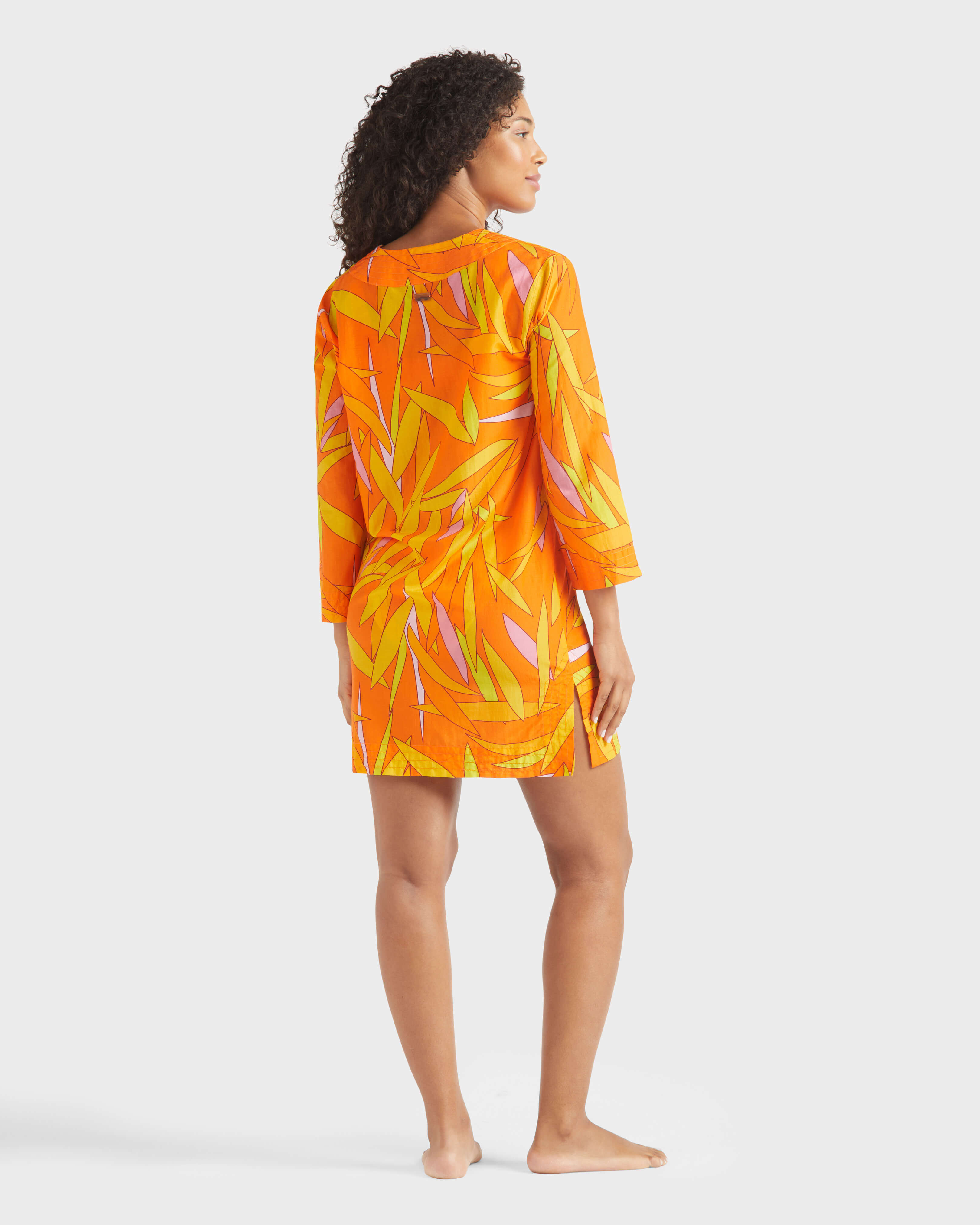 Women Cotton and Silk Kaftan Madrague APRICOT backworn view