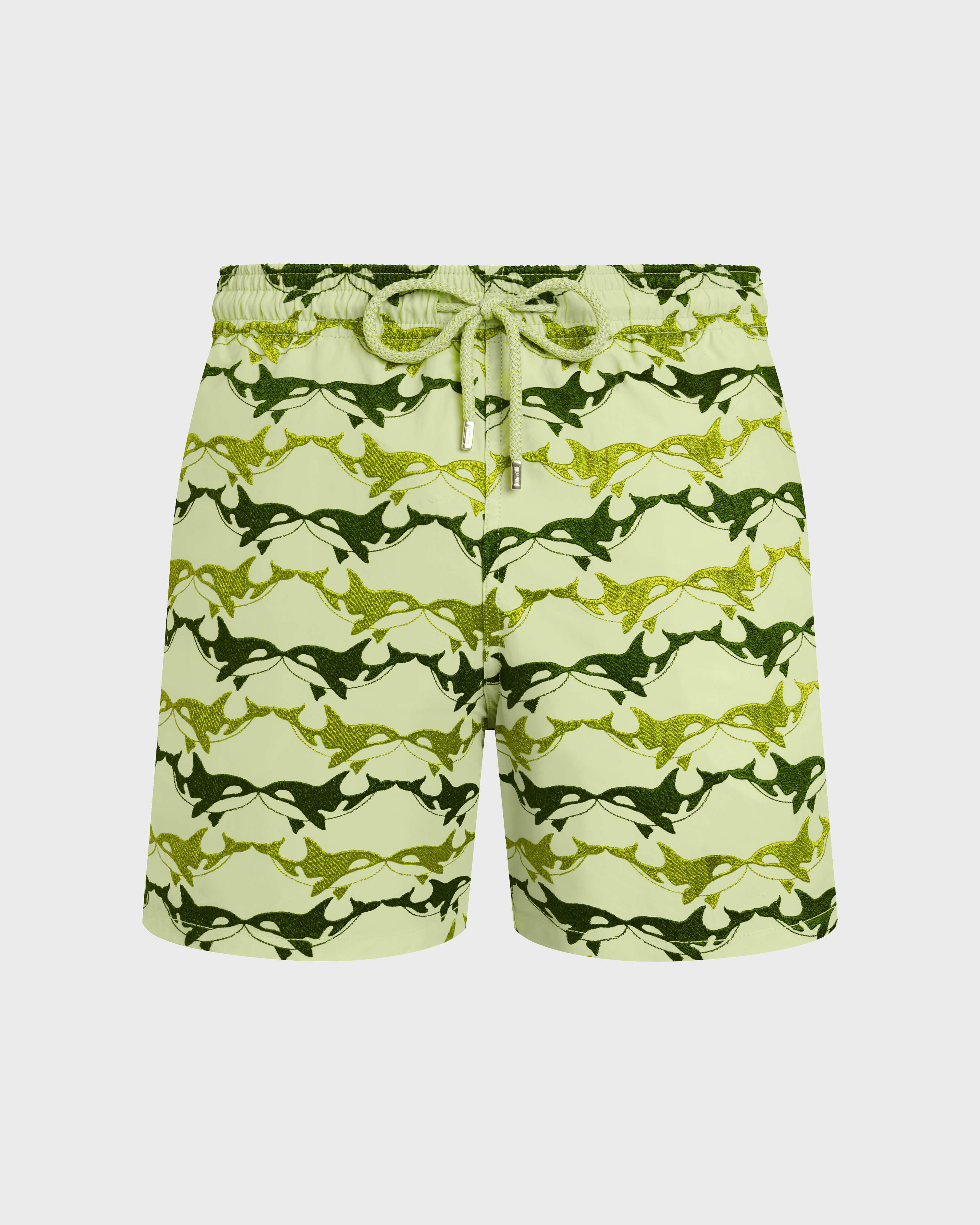 Men Swim Shorts Embroidered Orcas - Limited Edition MACAROON front view